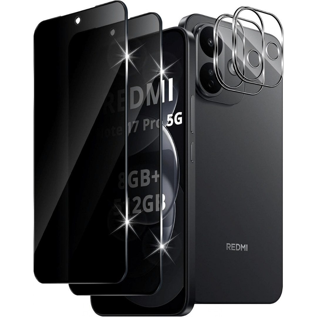 SmartUP Displayschutzglas 2x Schutzglas für Xiaomi Redmi Note 17 Pro 5G Blickschutz Privacy 9H für Xiaomi Redmi Note 17 Pro 5G, 4 Stück, Anti-Spy, Blickschutz, Privacy