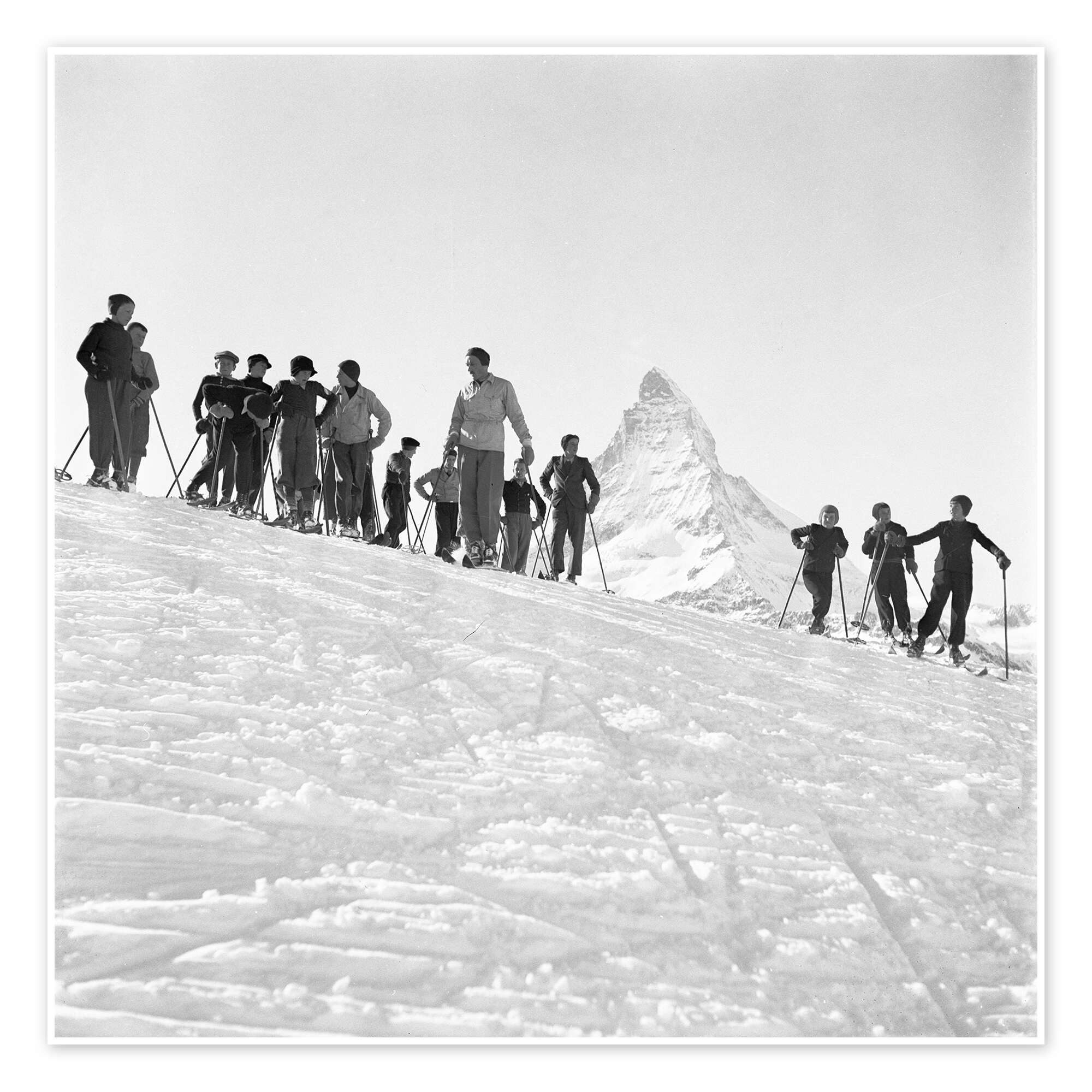 Posterlounge Wandbild Skiunterricht, Vintage Ski Collection, erhältlich als Poster, Leinwandbild, Wandsticker oder Acrylglasbild