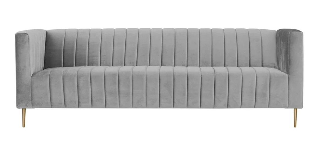 JVmoebel Sofa Grauer luxus Dreisitzer mit Edelstahlfüßen Wohnzimmermöbel Neu, Made in Europe