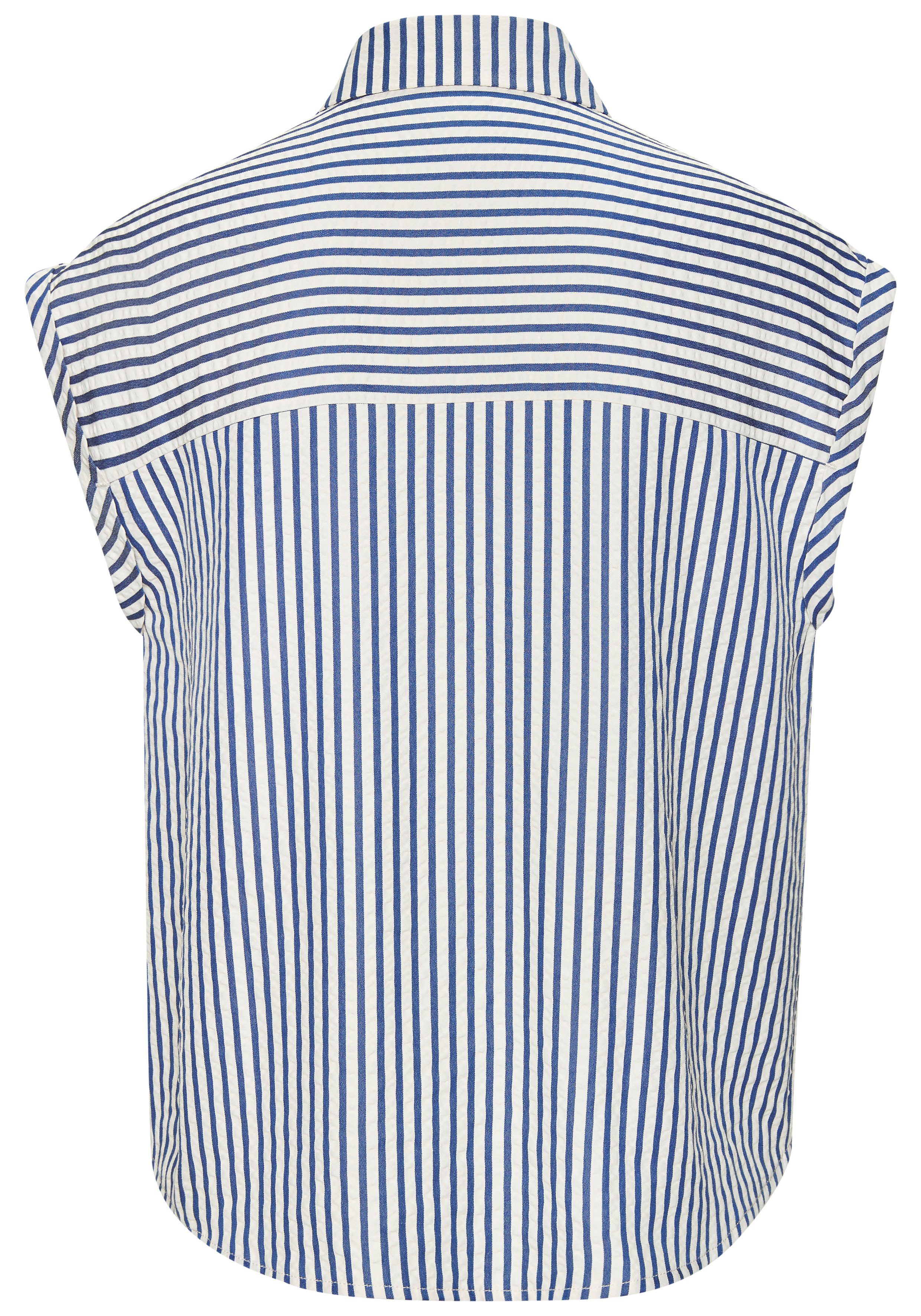 Vivance Kurzarmbluse aus bügelfreier Strukturware, Damenbluse mit Streifenmuster