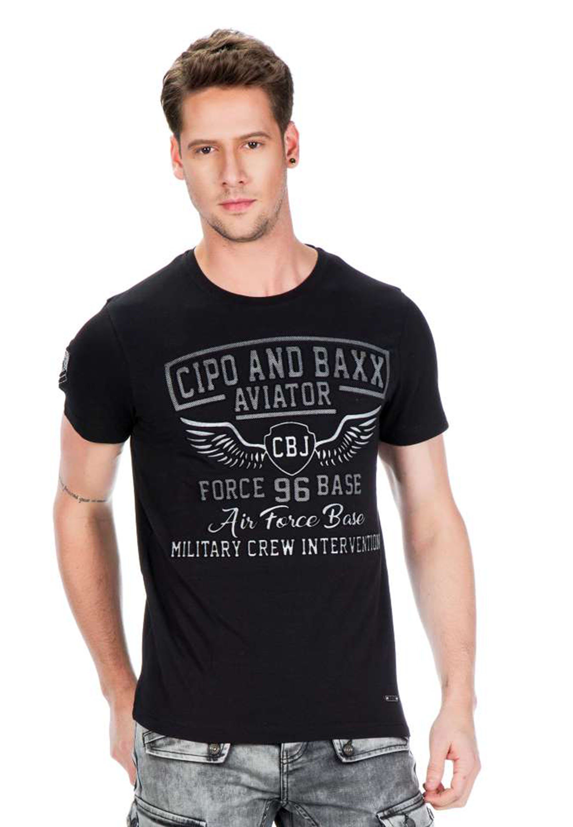 Cipo & Baxx T-Shirt mit Military-Schriftzug