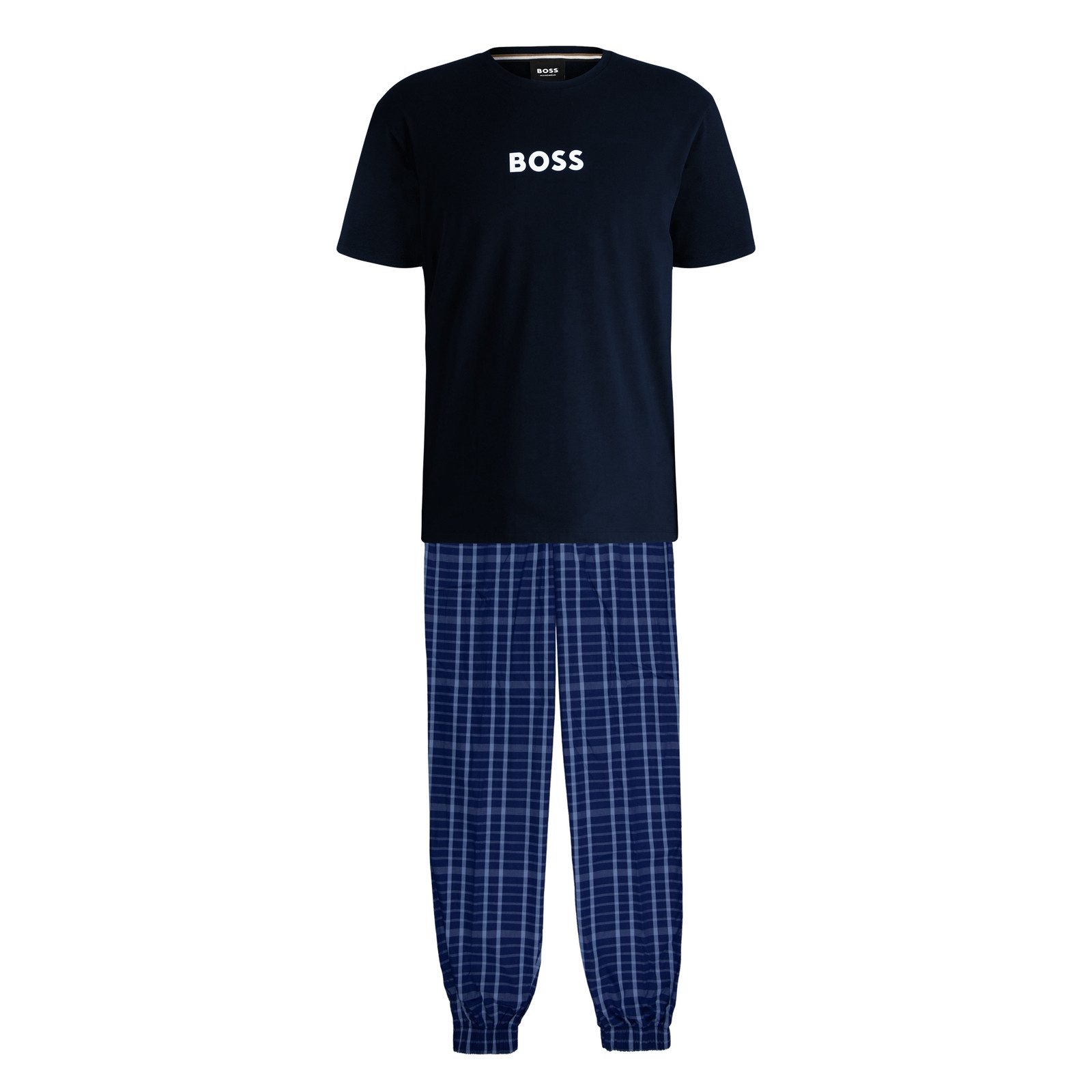 BOSS Pyjama Pyjama Easy Long Set T-Shirt (2 tlg) mit gestreifter Hose