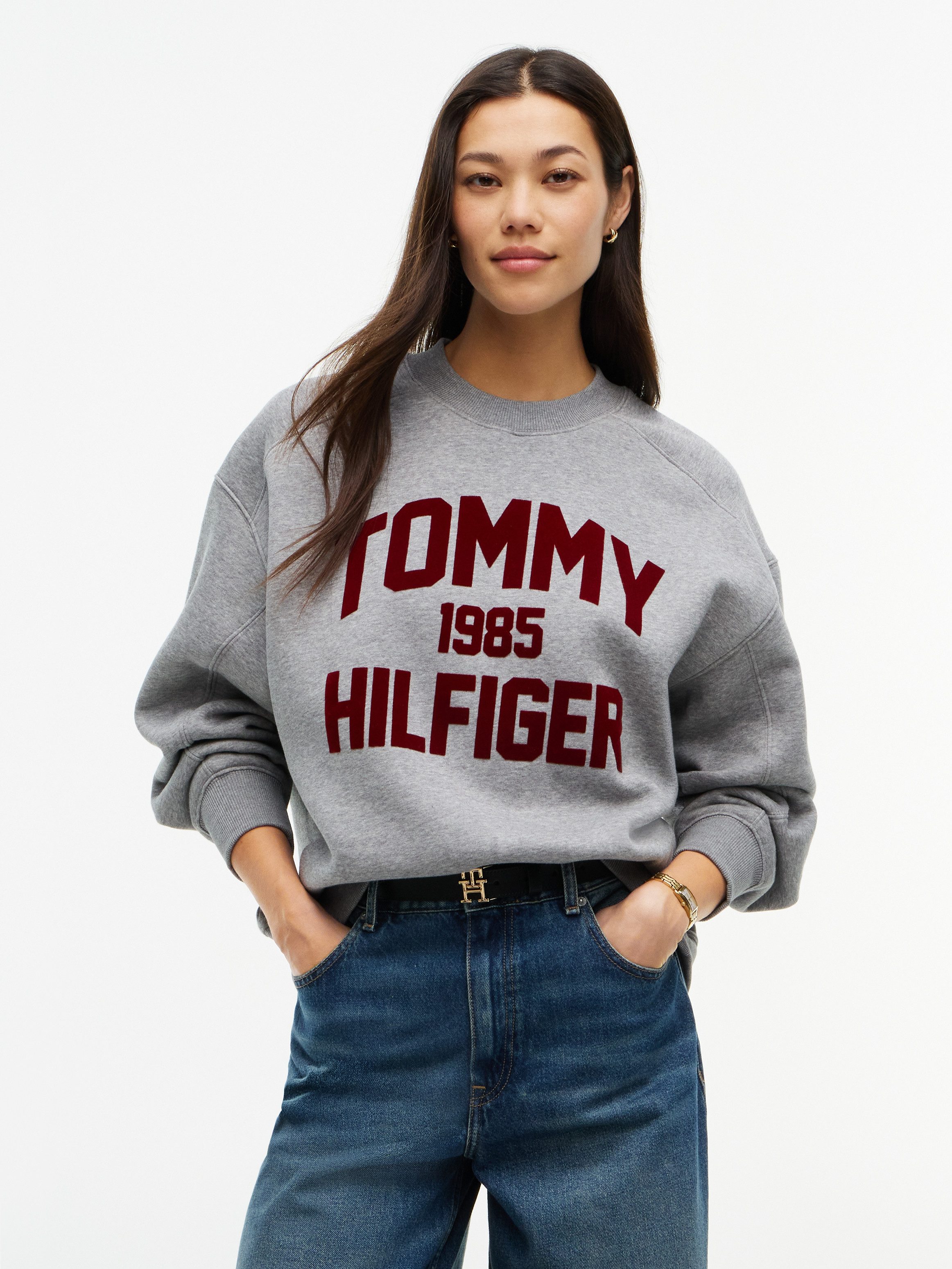 Tommy Hilfiger Sweatshirt VARSITY FLOCK RLXD SWT Baumwollmischung, relaxed fit