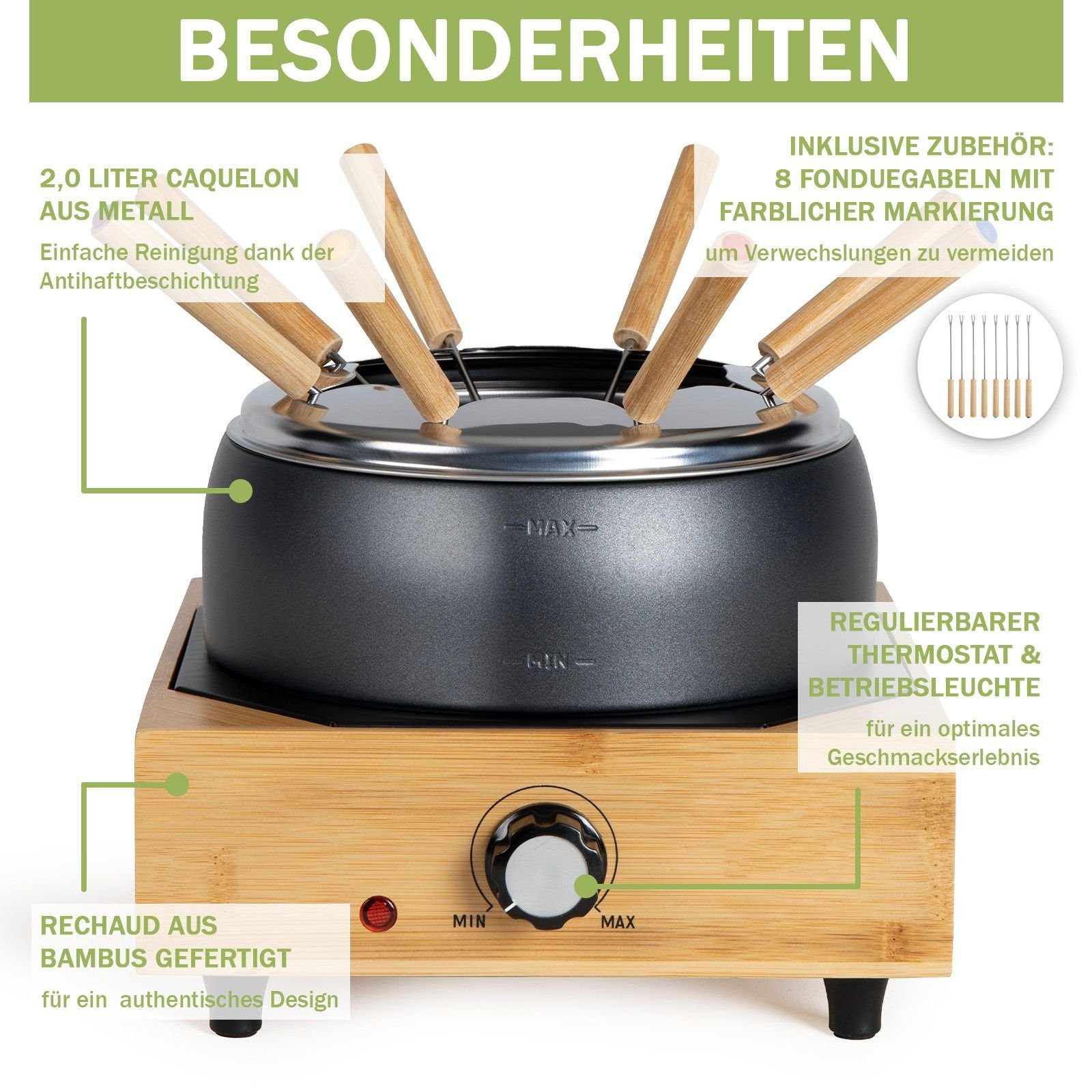 bmfversand Fondue Fondue Set elektrisch 8 Personen Fleischfondue
