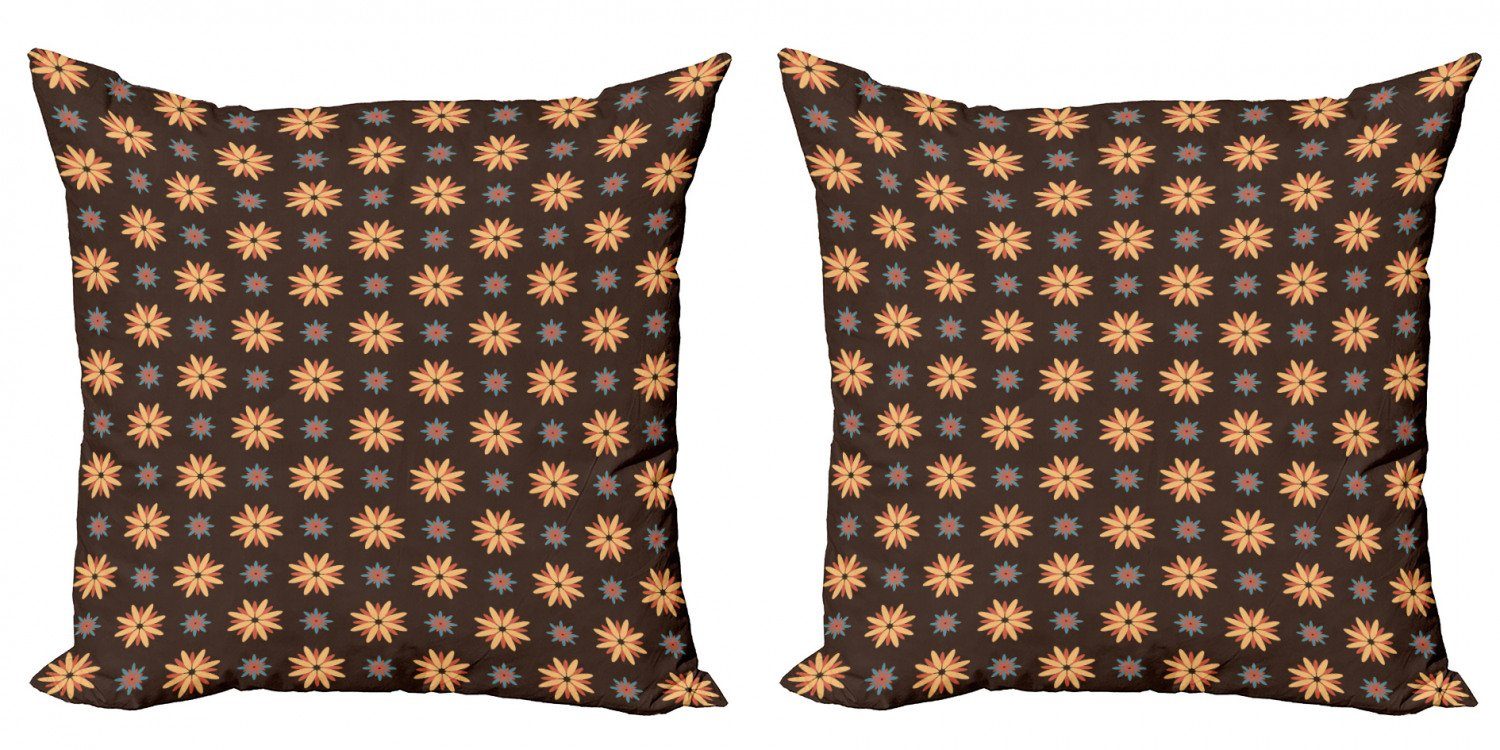 Kissenbezüge Modern Accent Doppelseitiger Digitaldruck, Abakuhaus (2 Stück), Braun Sommerzeit orange Blume