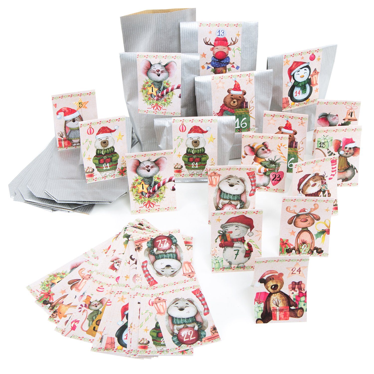 LogbuchVerlag Countdown Kalender Weihnachtskalender Papiertüten + 125
