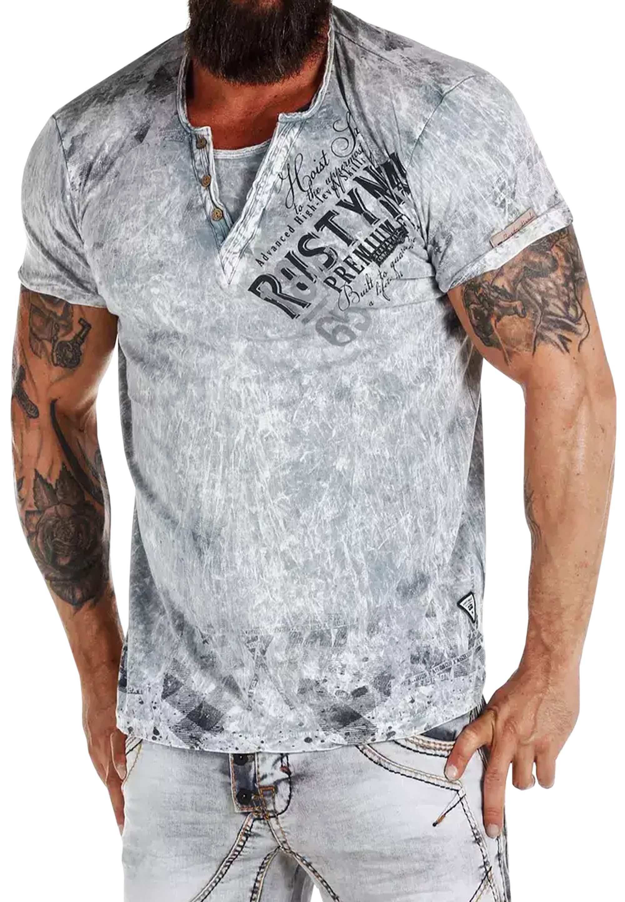 R-NEAL T-Shirt Original T-Shirt Rundhals X V-Neck Shirt Verwaschen Vintage günstig online kaufen