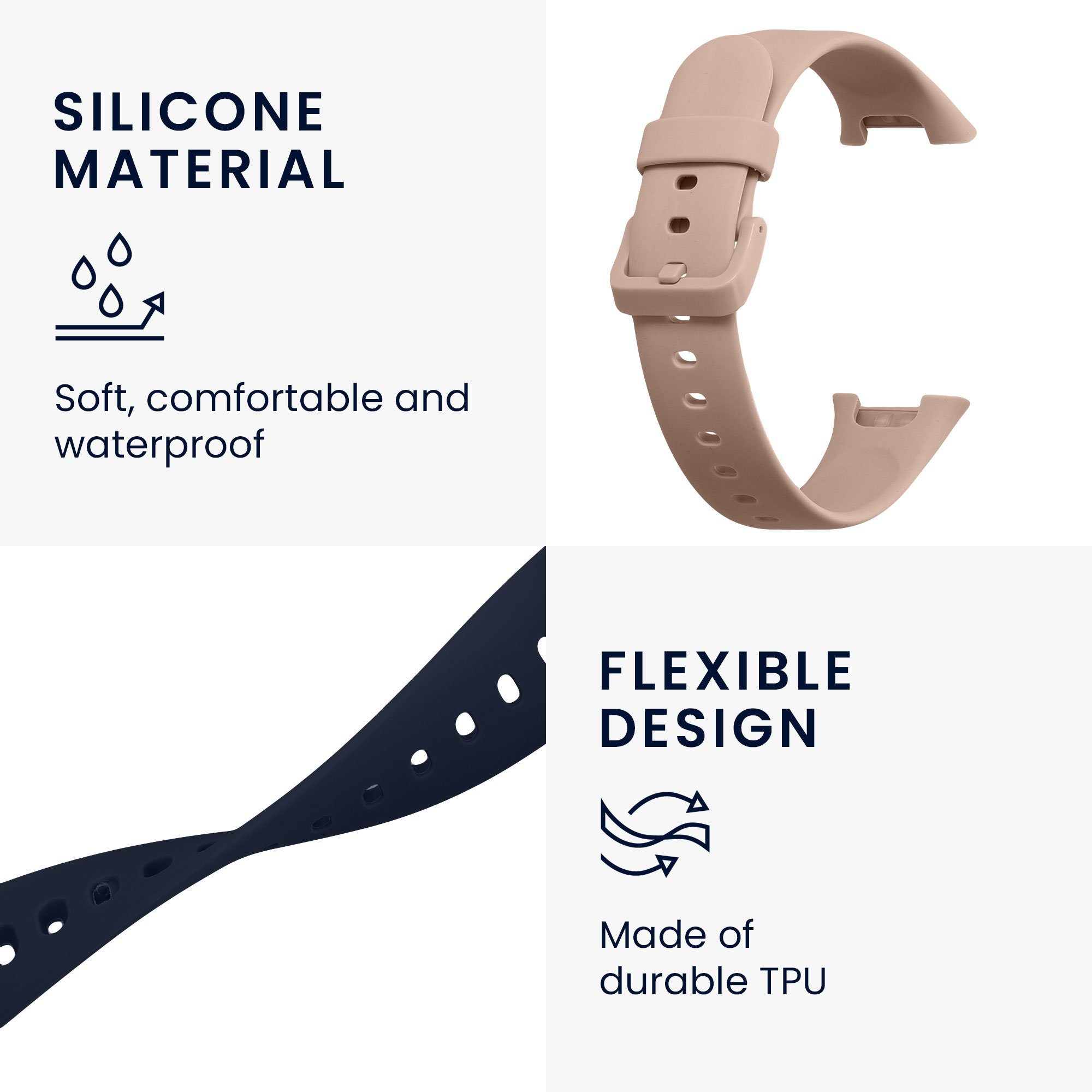 kwmobile 2x Uhrenarmband für Xiaomi Mi Band 7 Pro Armband Smartwatch, 2-tlg., Fitnesstracker Band Set aus TPU Silikon - Ersatzarmband Smartwatch