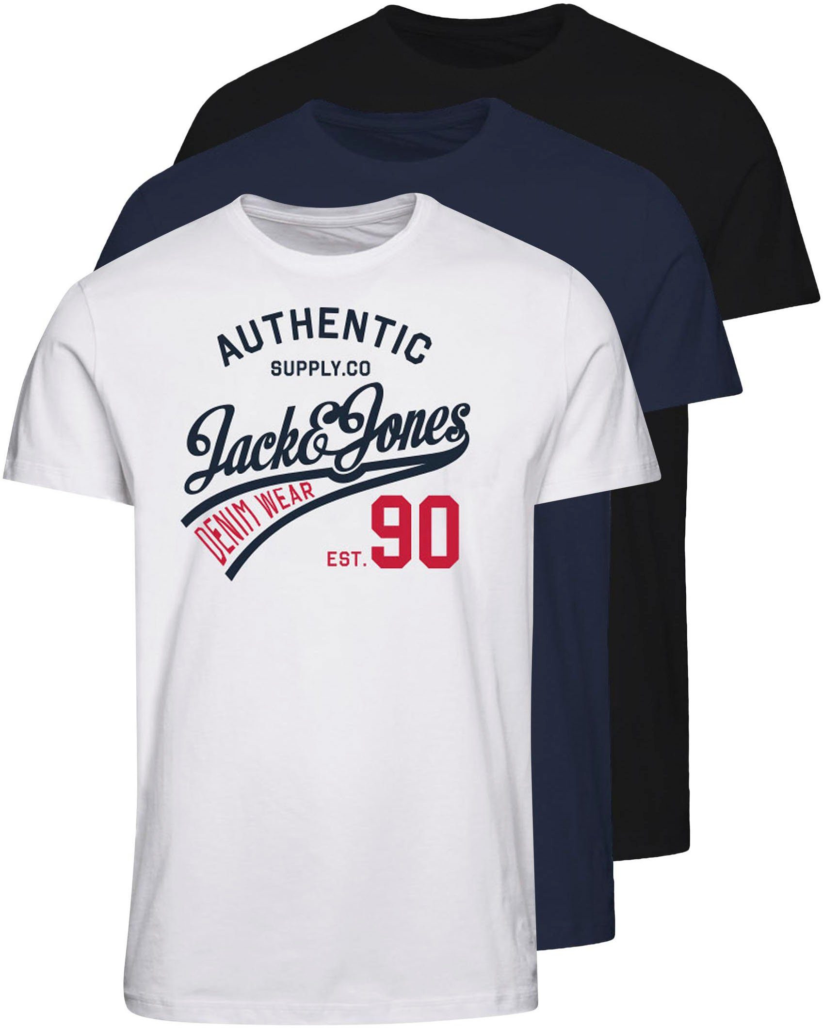 Jack & Jones TEE (Packung, 3PK T-Shirt ETHAN 3er-Pack) 3-tlg