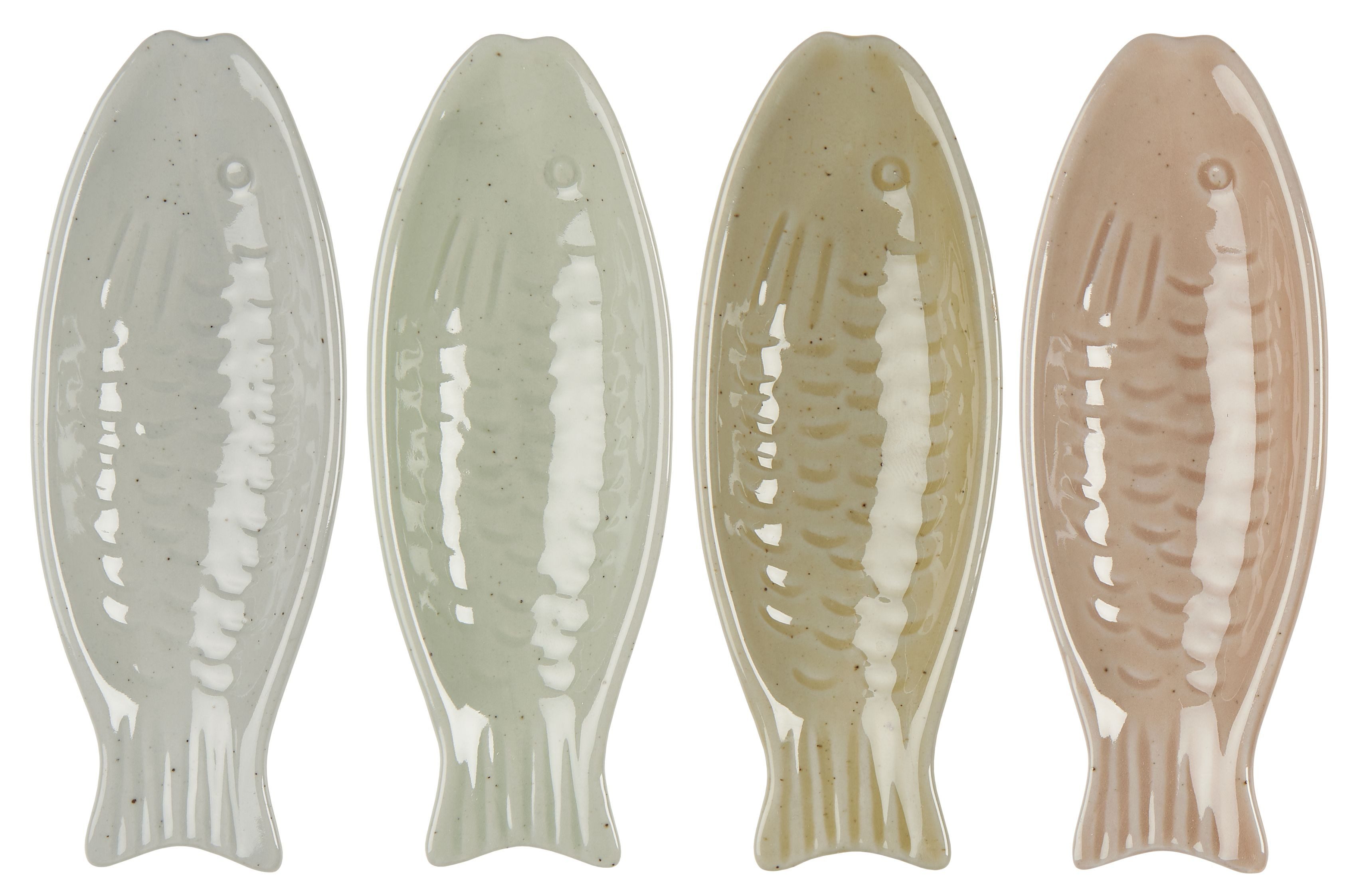 Ib Laursen Servierschale Ib Laursen - 4er Set Schalen Dipschalen Snackschalen Fischform, Keramik