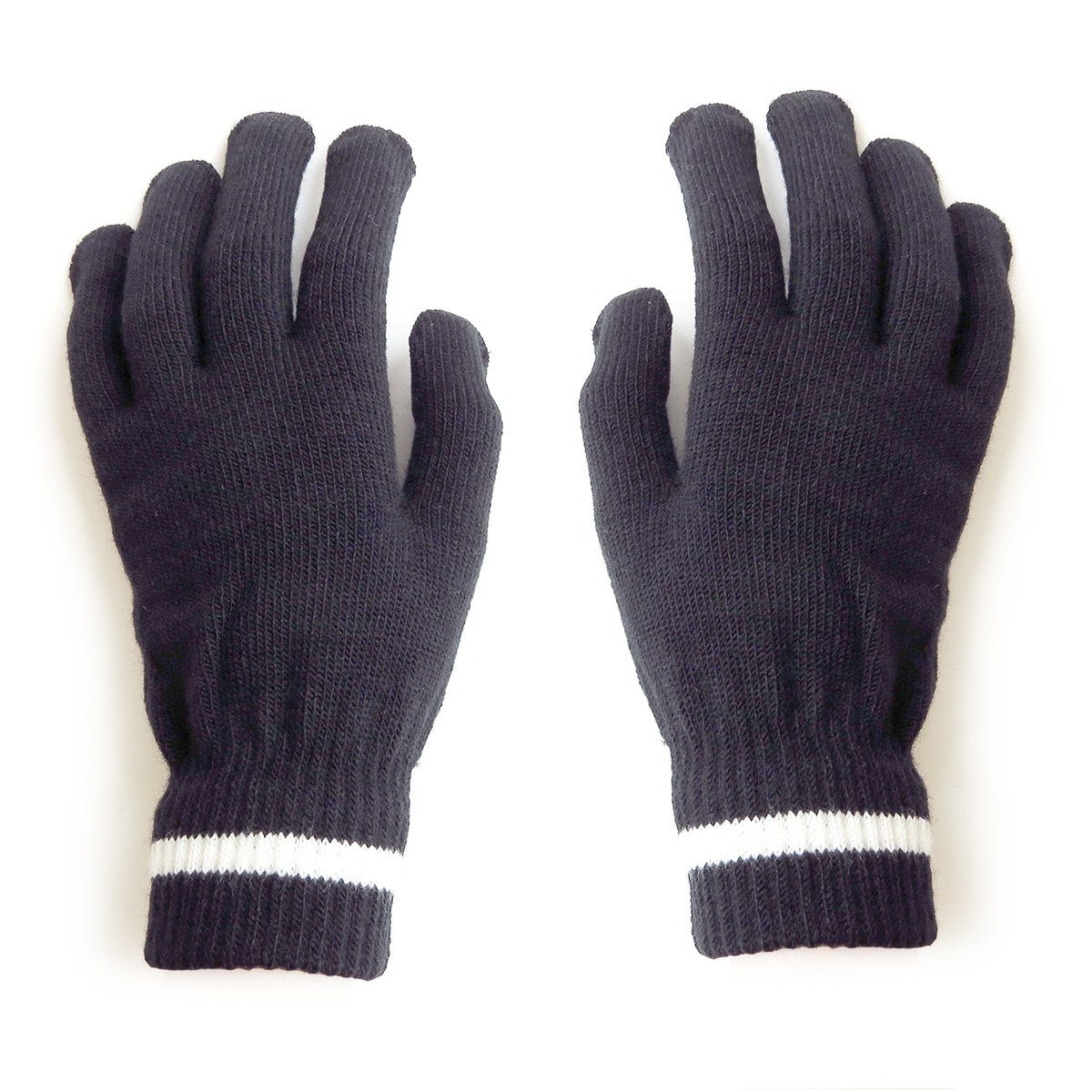Sonia Originelli Strickhandschuhe Strickhandschuhe Finger Streifen Uni Winter Unisex Onesize schwarz