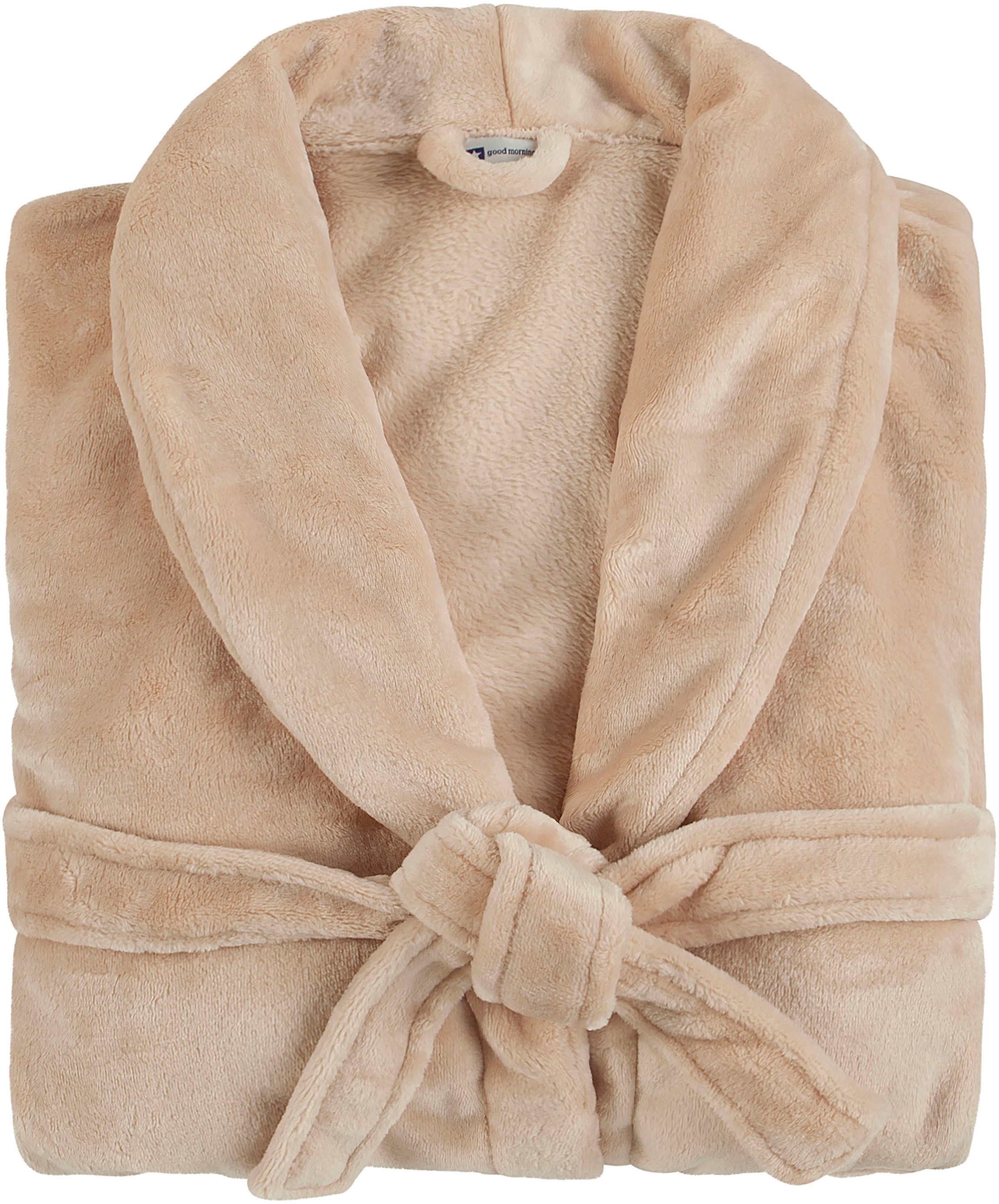good morning Bademantel Good morning Bathrobe uni, Midilänge, Kunstfaser, Schalkragen, Gürtel, Schalkragen, Gürtel, Taschen, Damen & Herren, Velours, Glanz