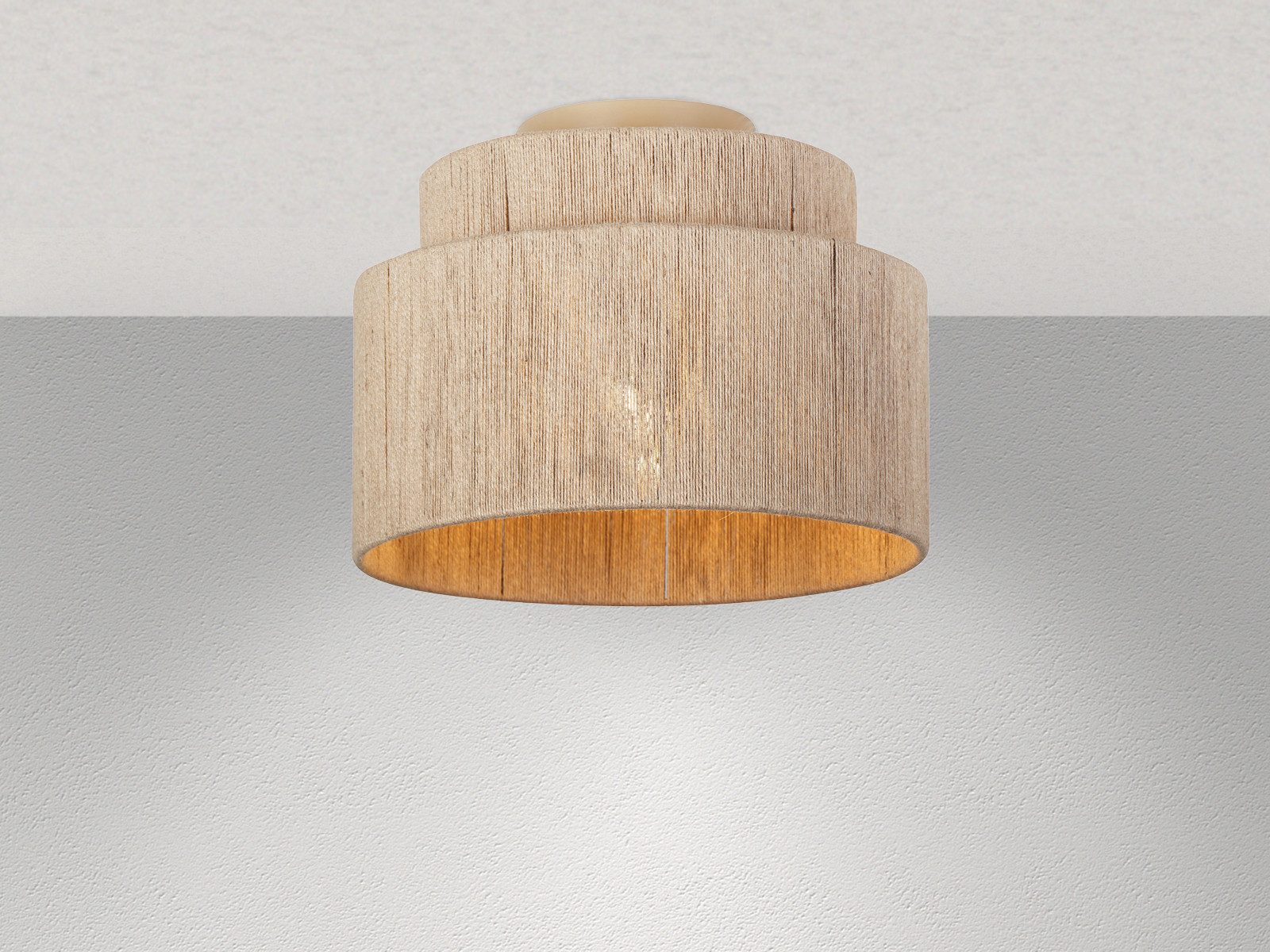 TRIO Leuchten LED Deckenleuchte, Dimmfunktion, LED wechselbar, warmweiß, Deckenbeleuchtung Boho geflochten über-n Esstisch & Treppenhaus, Ø30cm
