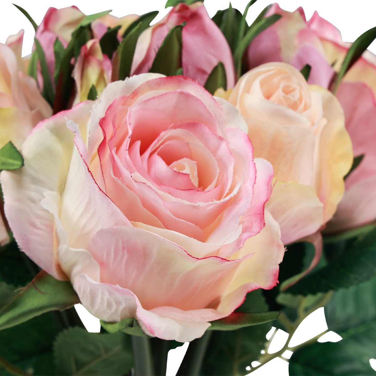 Kunstblume Kunstrosen Rosa Creme 29cm 12 günstig online kaufen
