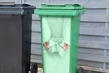 MuchoWow Wandsticker Mintgrünes Geschenk (1 St), Mülleimer-aufkleber, Mülltonne, Sticker, Container, Abfalbehälter