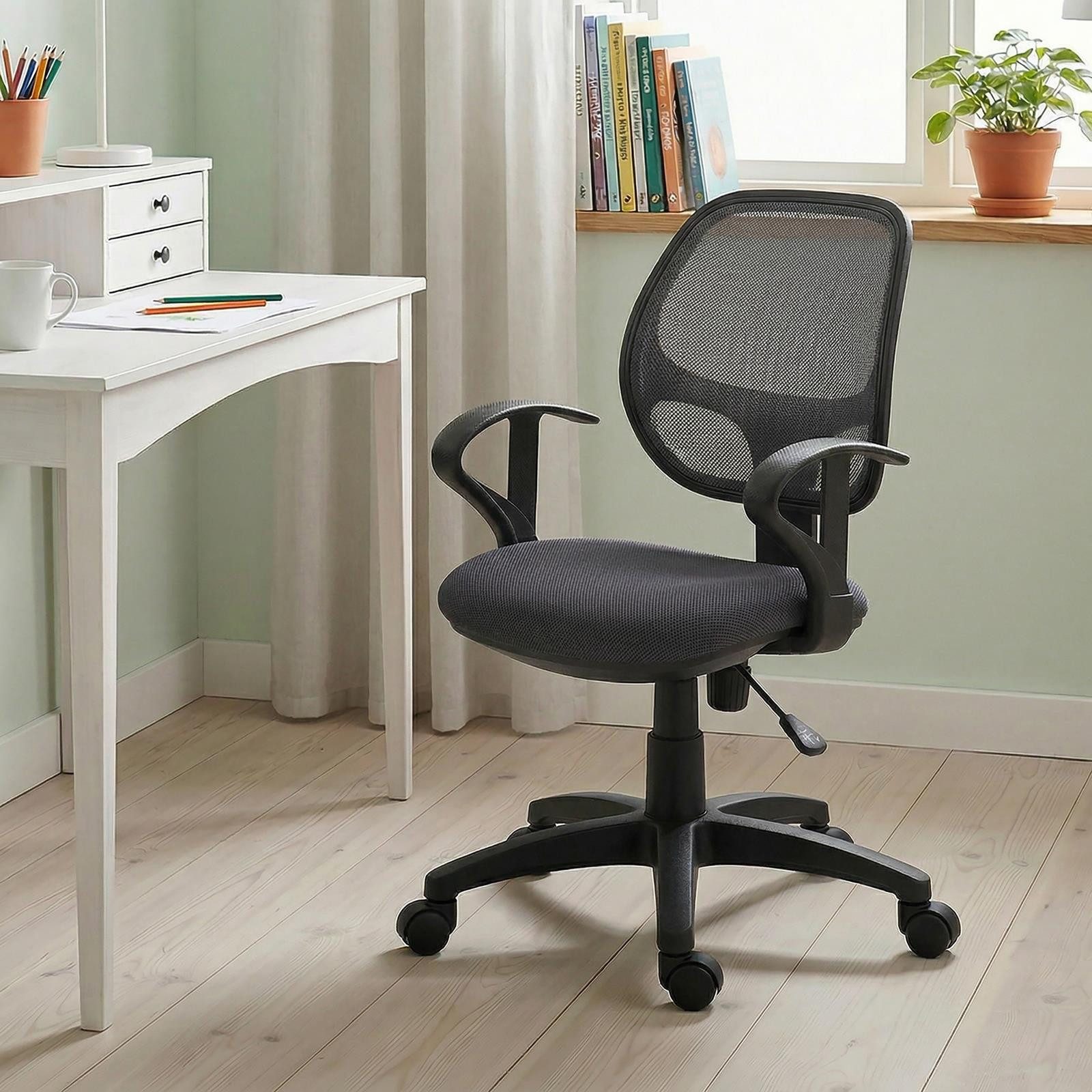 IDIMEX Schreibtischstuhl COOL, für Kinder ergonomisch und höhenverstellbar mit Armlehnen Grau