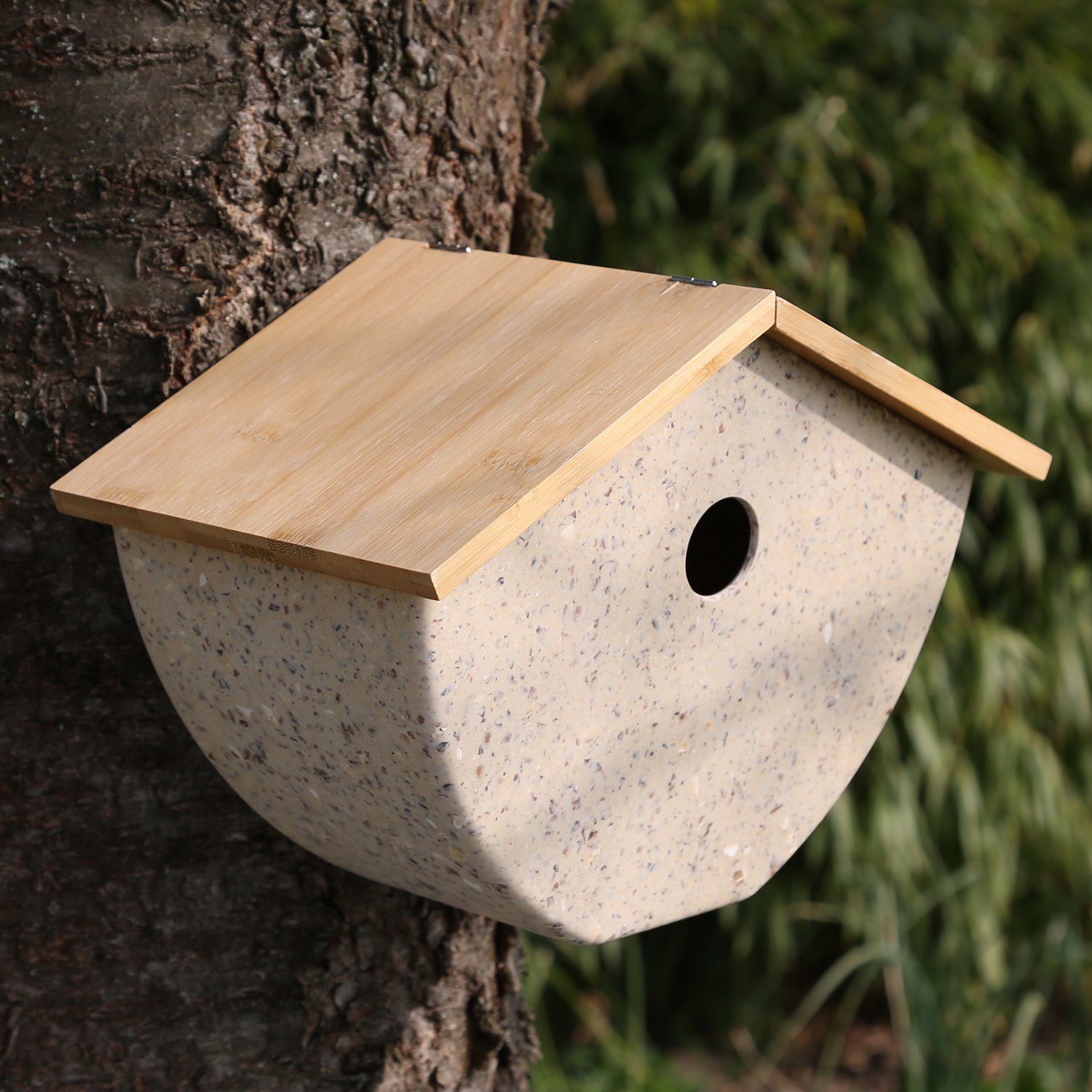 Vogel MARELIDA Nistkasten Brutkasten beige Nisthöhle Vogelhaus Vogelhäuschen Bambus