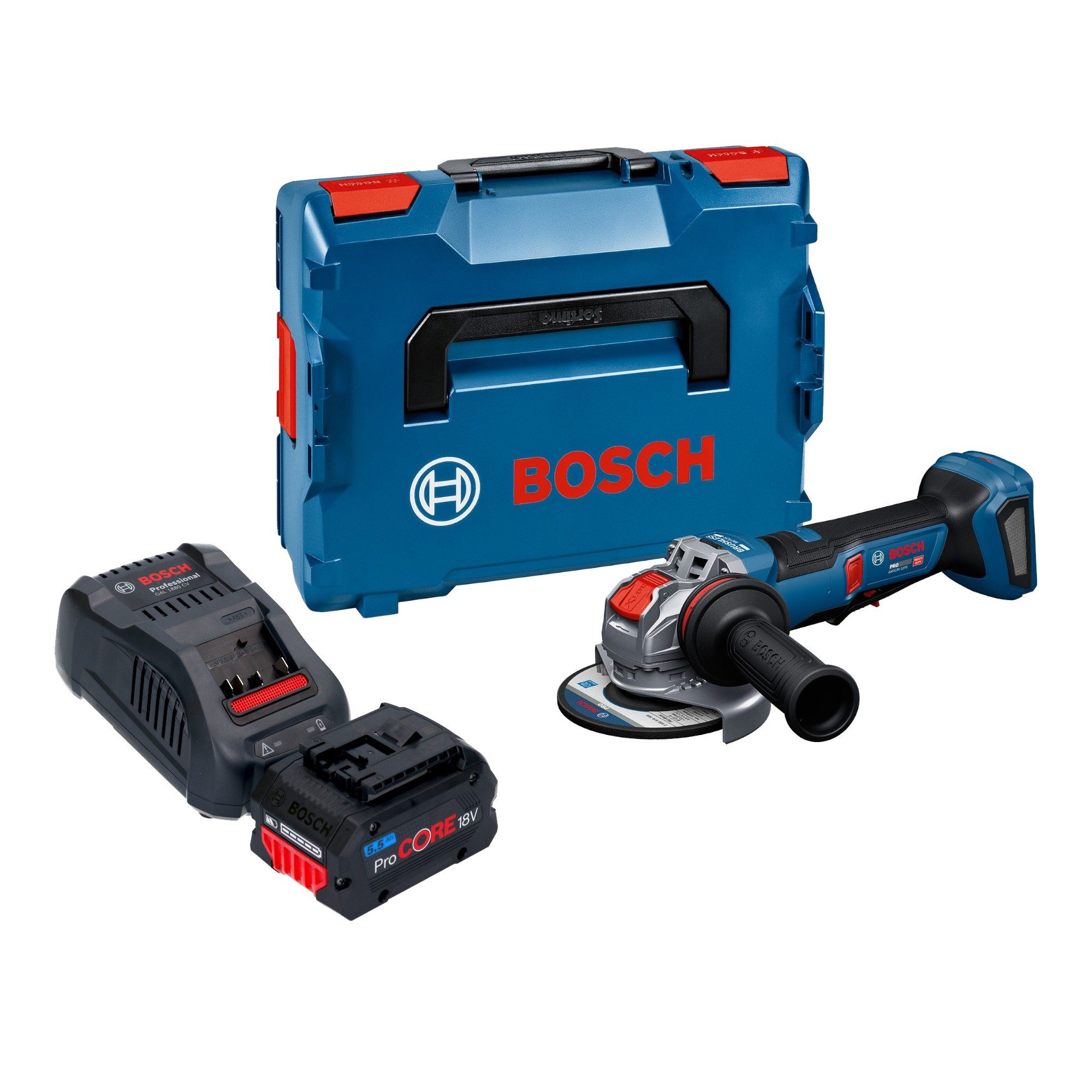 Bosch Professional Akku-Winkelschleifer GWX 18V-11 PS 18 V 125 mm + 1x ProCORE Akku 5,5 Ah + Ladegerät