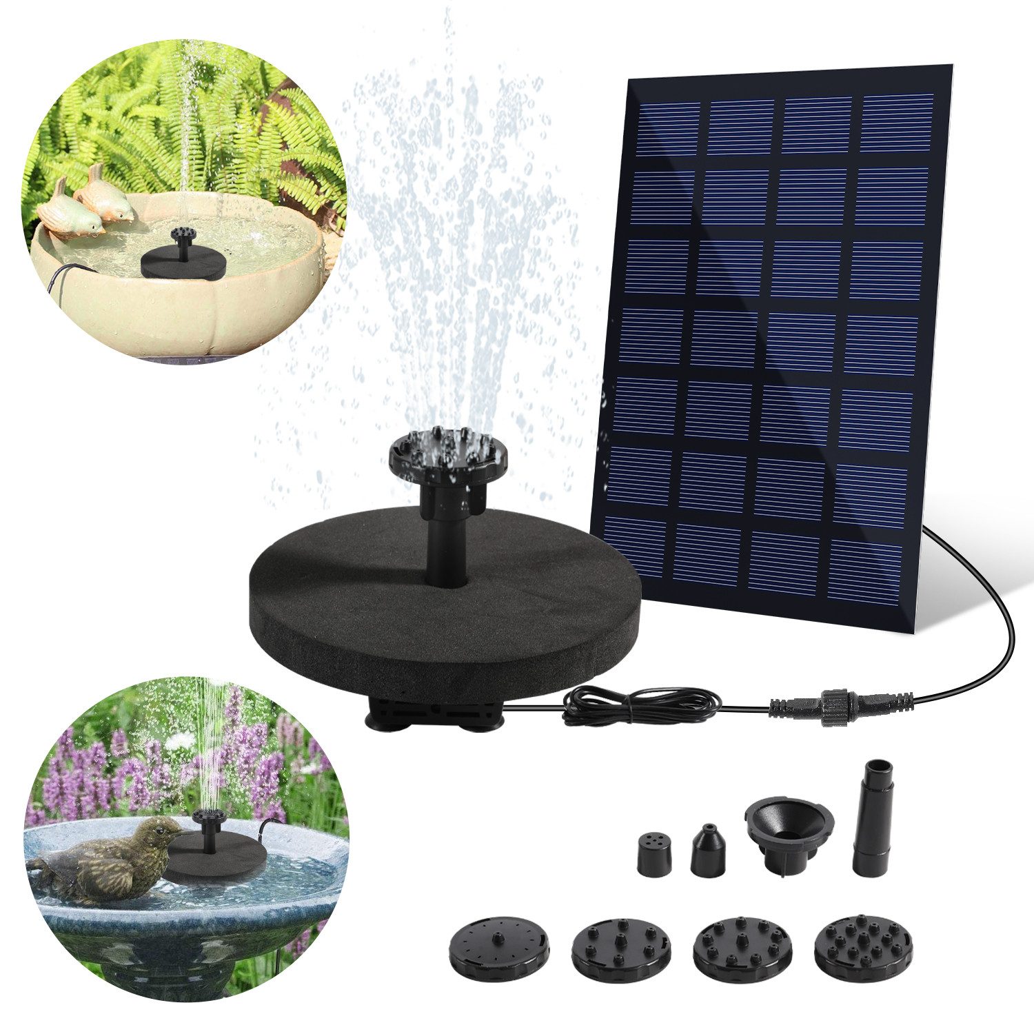 Clanmacy Solarpumpe 2.5W 7V Solar Teichpumpe Springbrunnen für Garten