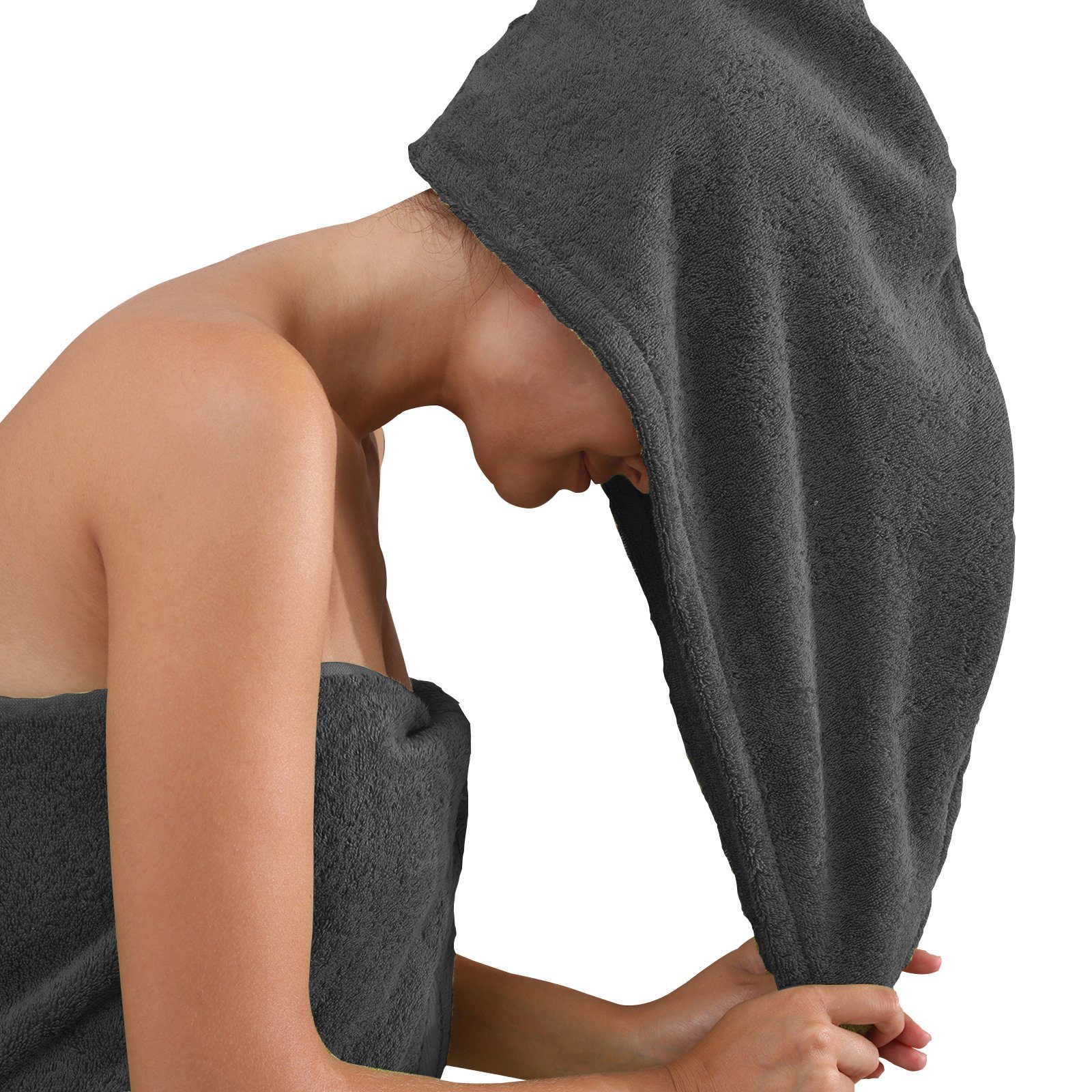 Frottee Baumwolle 72x27 HOME Turban-Handtuch Anthrazit Kopfhandtuch cm Haar-Turban CLASS COLLECTION