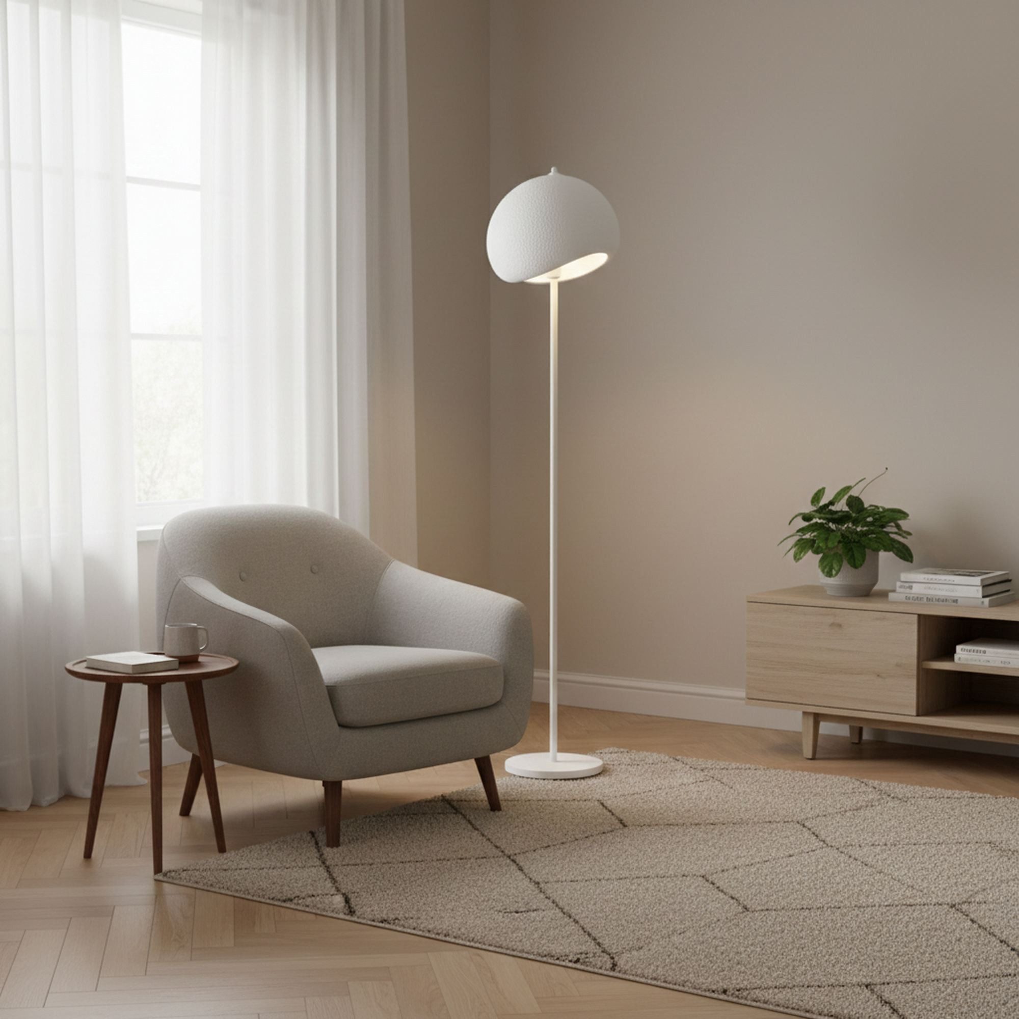 Opviq Stehlampe >>Leseplatz<<, Dekoration, Leselicht, ohne Leuchtmittel, Weiß 170 cm, Polyester-Schirm