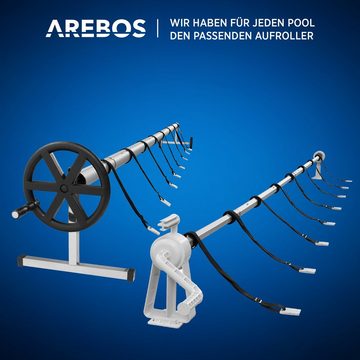Arebos Pool-Abdeckplane Pool Aufroller, Länge von 3m - 5,70m, inkl. Befestigung & Rollen, 3 bis 5,70 m in der Länge anpassbar