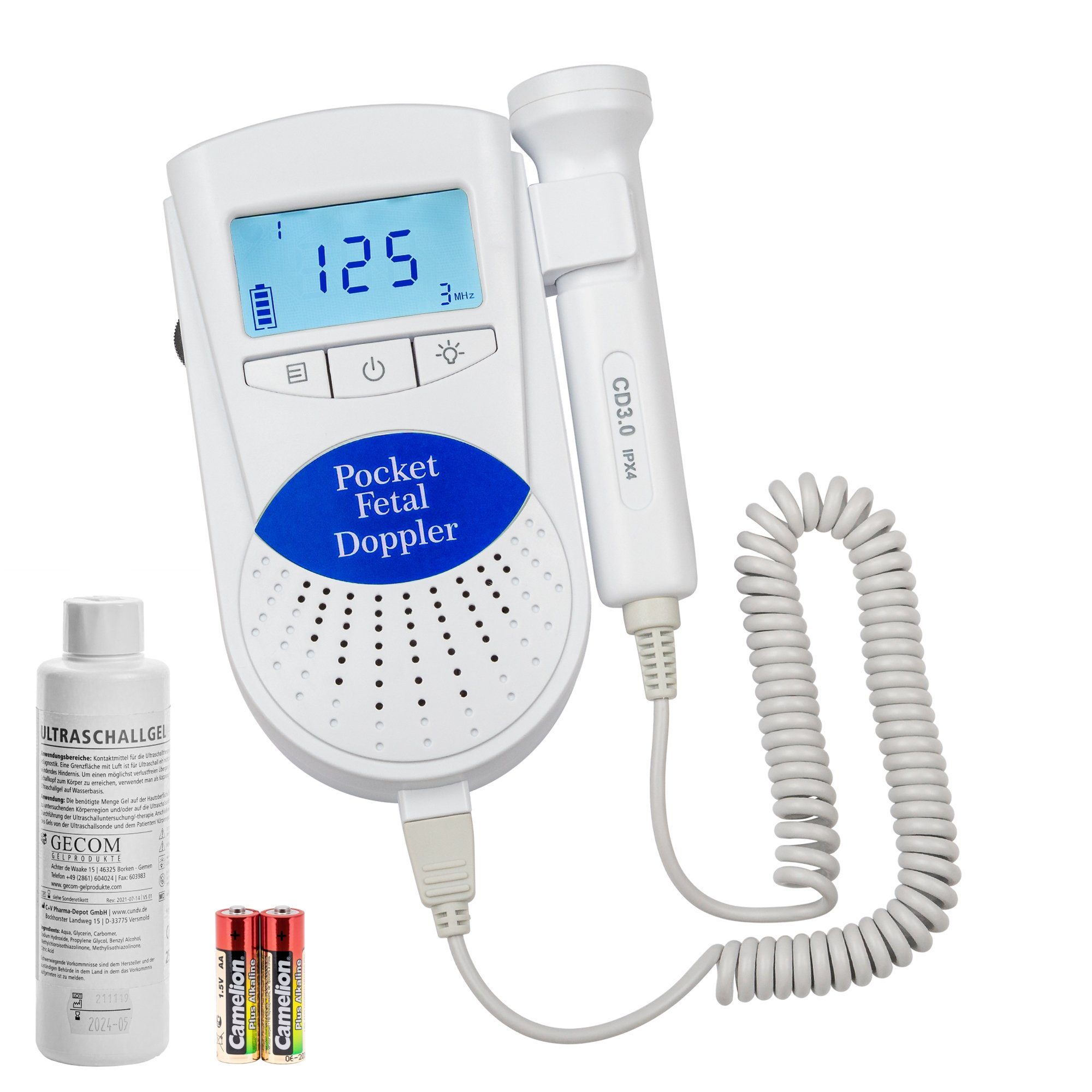 Fetal Sonoline blau B Sonoline Babyphone 3MHz Doppler +Gel+Batterien