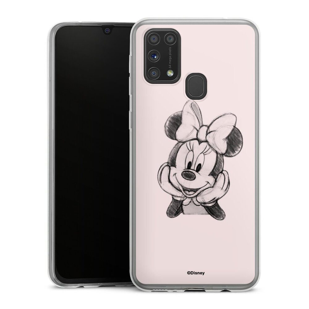 DeinDesign Handyhülle Minnie Mouse Offizielles Lizenzprodukt Disney Minnie Posing Sitting, Samsung Galaxy M31 Slim Case Silikon Hülle Ultra Dünn Schutzhülle
