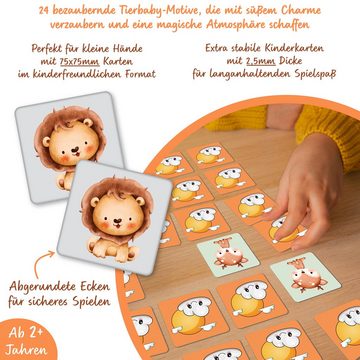 PUNALU Lernspielzeug Tierbaby Memorie für Kinder ab 2 Jahren, Memo Spiel, Lernspiel