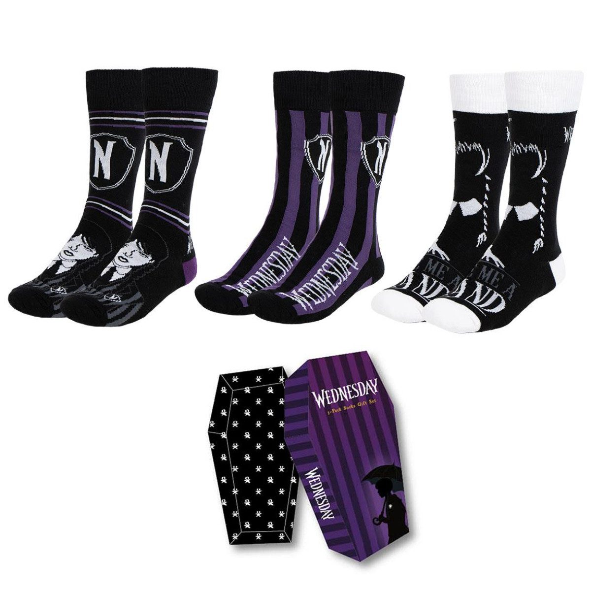 Socken Wednesday 3er-Pack, Baumwollsocken, Alltagssocken, Freizeitsocken