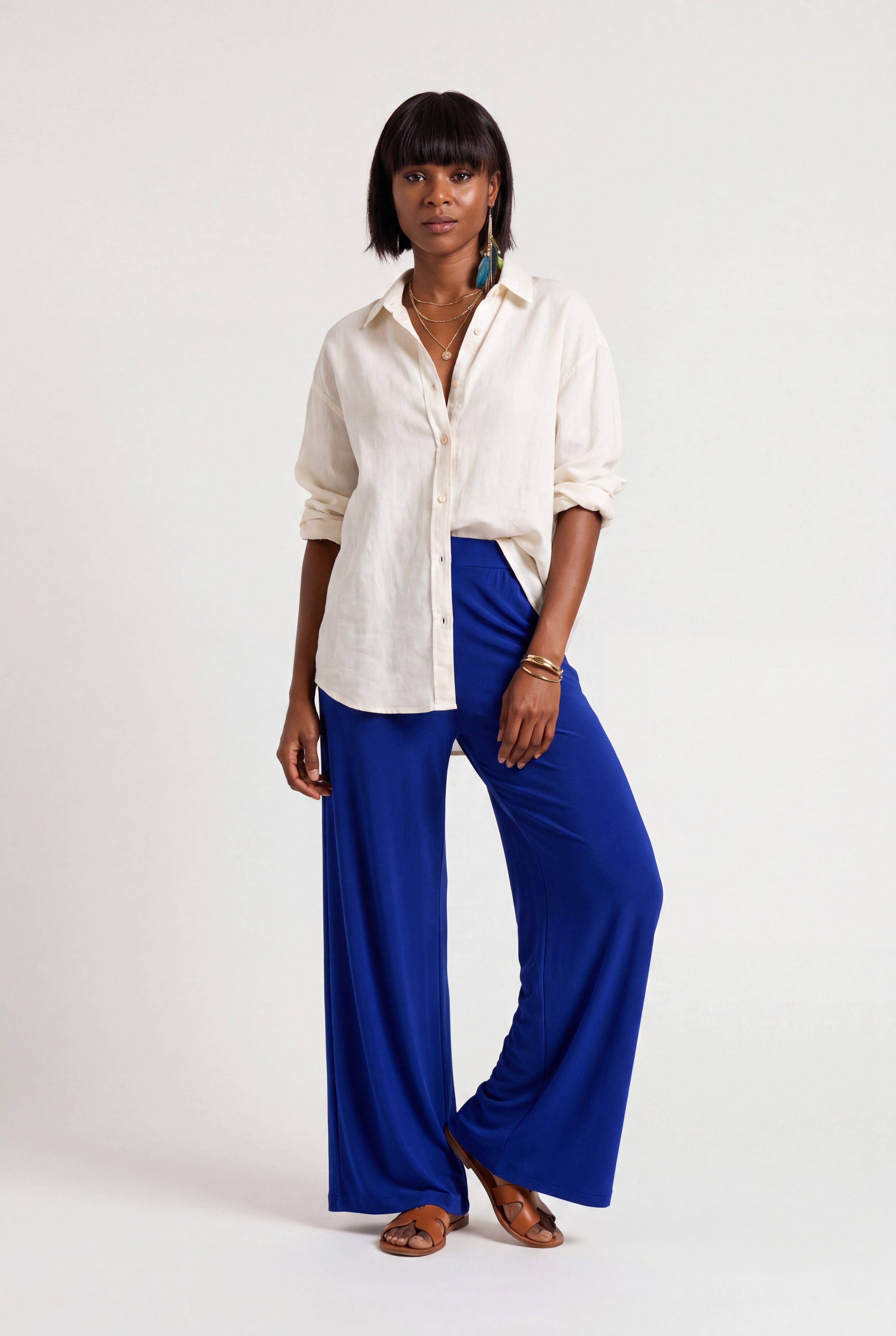 YC Fashion & Style Palazzohose Wide Leg – fließend, elastischer Bund, One Size 38–46 Freizeithose mit elastischem Bund