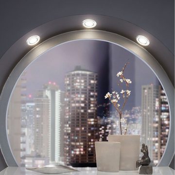 etc-shop LED Einbaustrahler, Leuchtmittel inklusive, Warmweiß, 3er Set Decken Boden Wand Einbaustrahler Stahl chrom Wohnzimmer Lampe