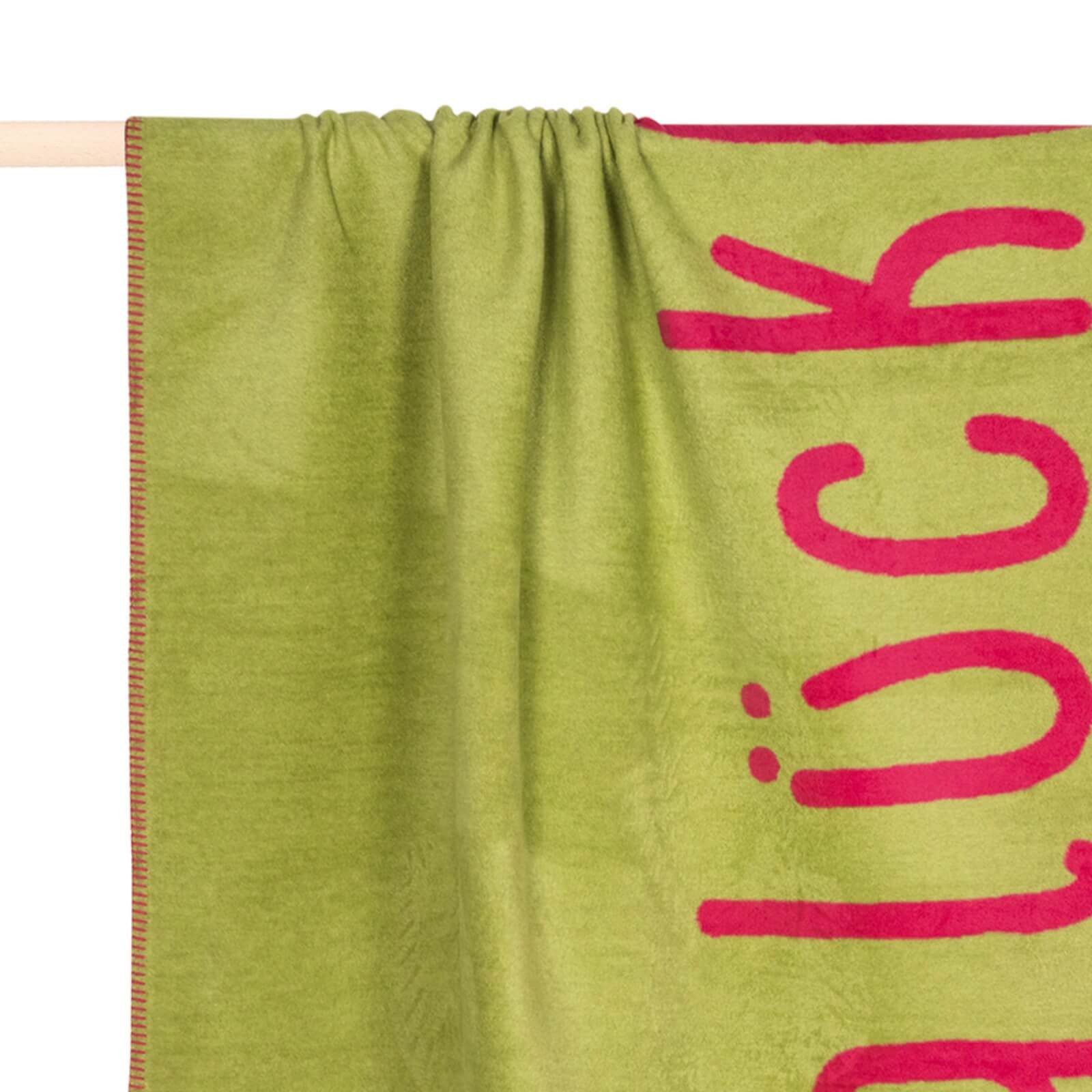 Wohndecke Wohndecke Letters Glücklich Grün, PAD, Wohndecke, Steppdecke, Übe günstig online kaufen