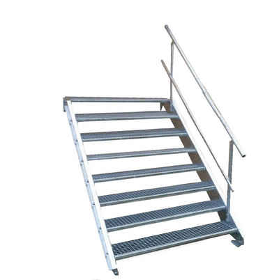 SRM Design Außentreppe 8 Stufen Treppe Geländer B. 80cm H. 120-160cm