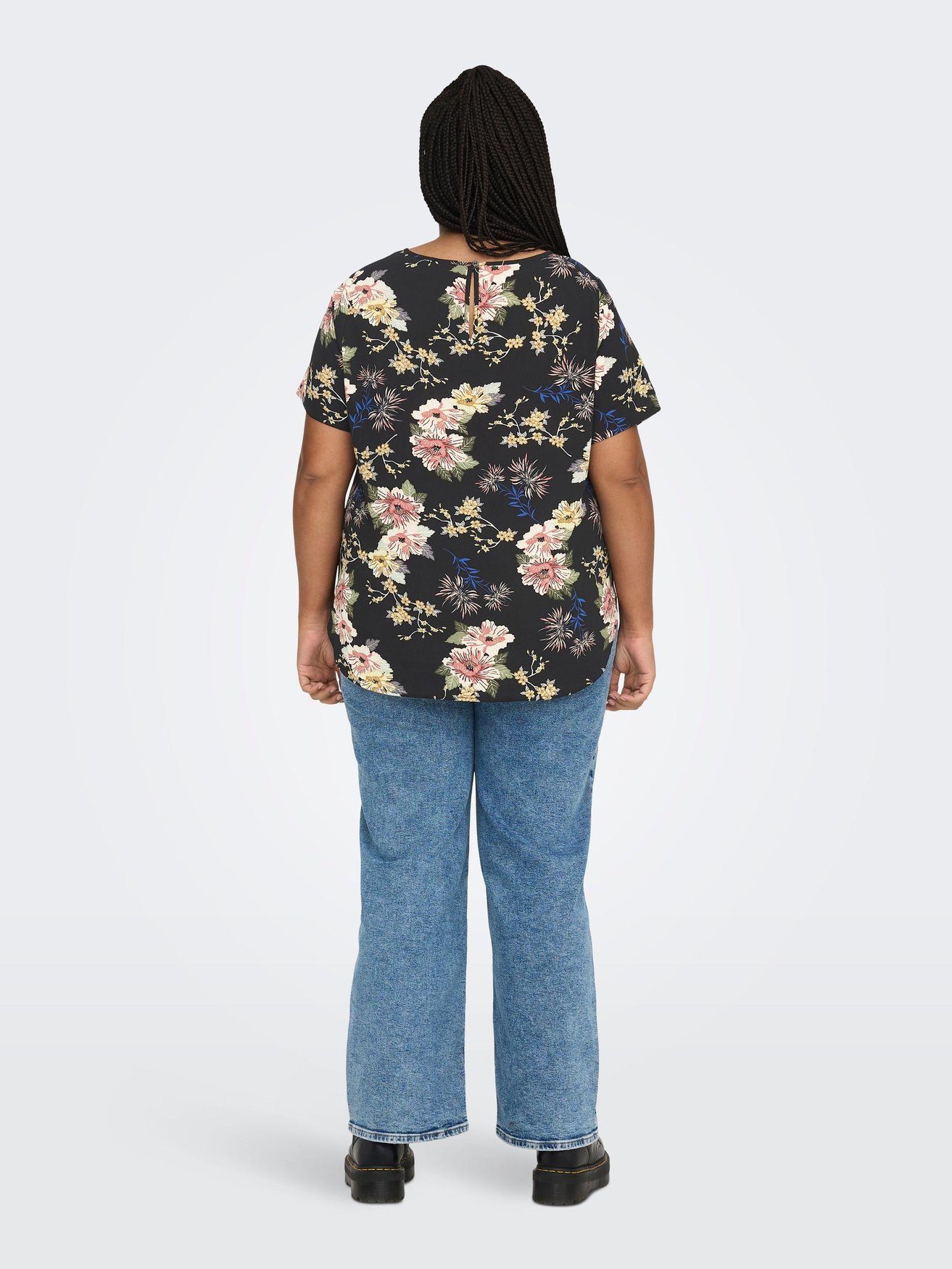 CARVICA Übergröße Size Schwarz-6 Plus (1-tlg) Bluse ONLY Design 3906 Kurzarm CARMAKOMA Shirt in Curvy Blusenshirt