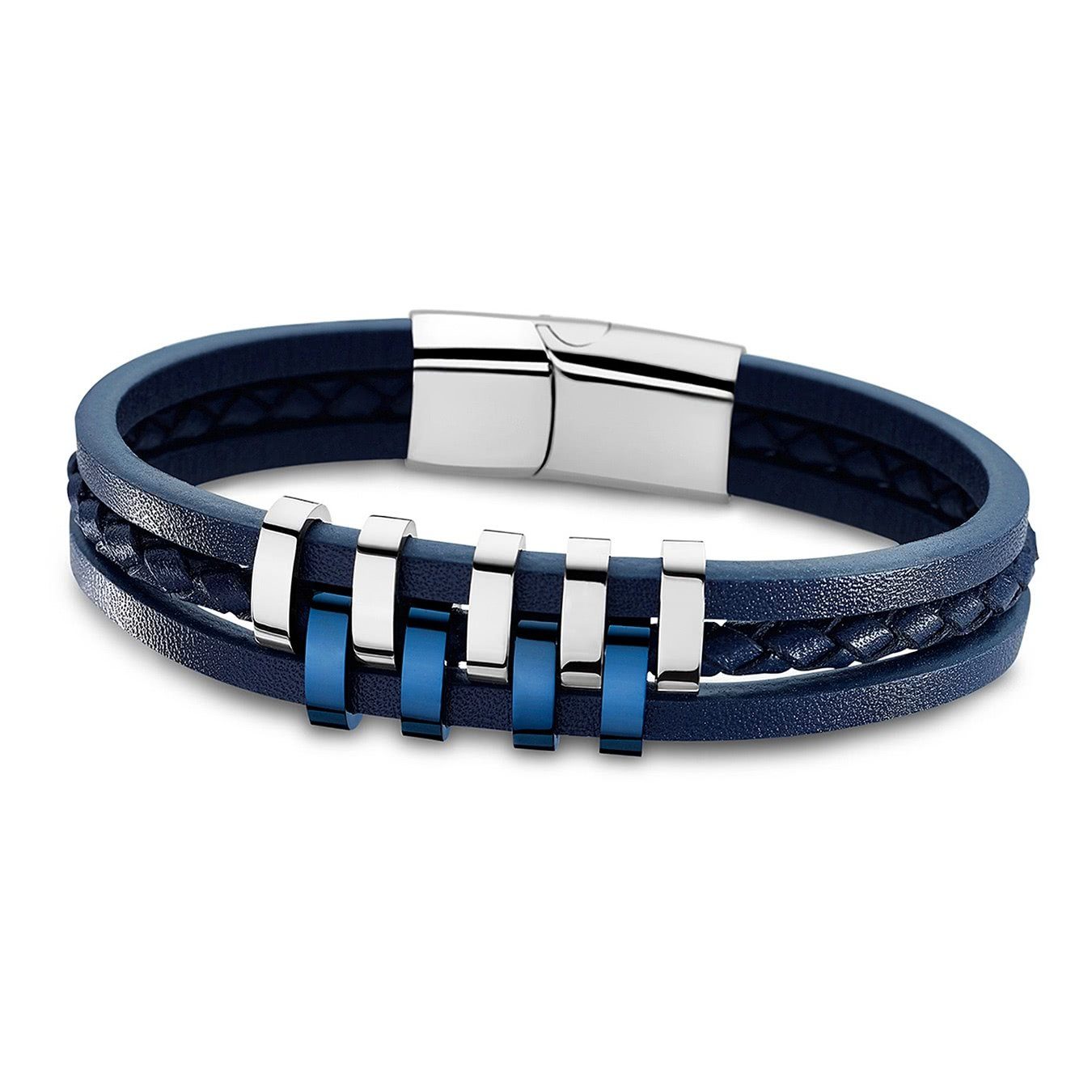 Edelstahlarmband Lotus Style Armband silber blau