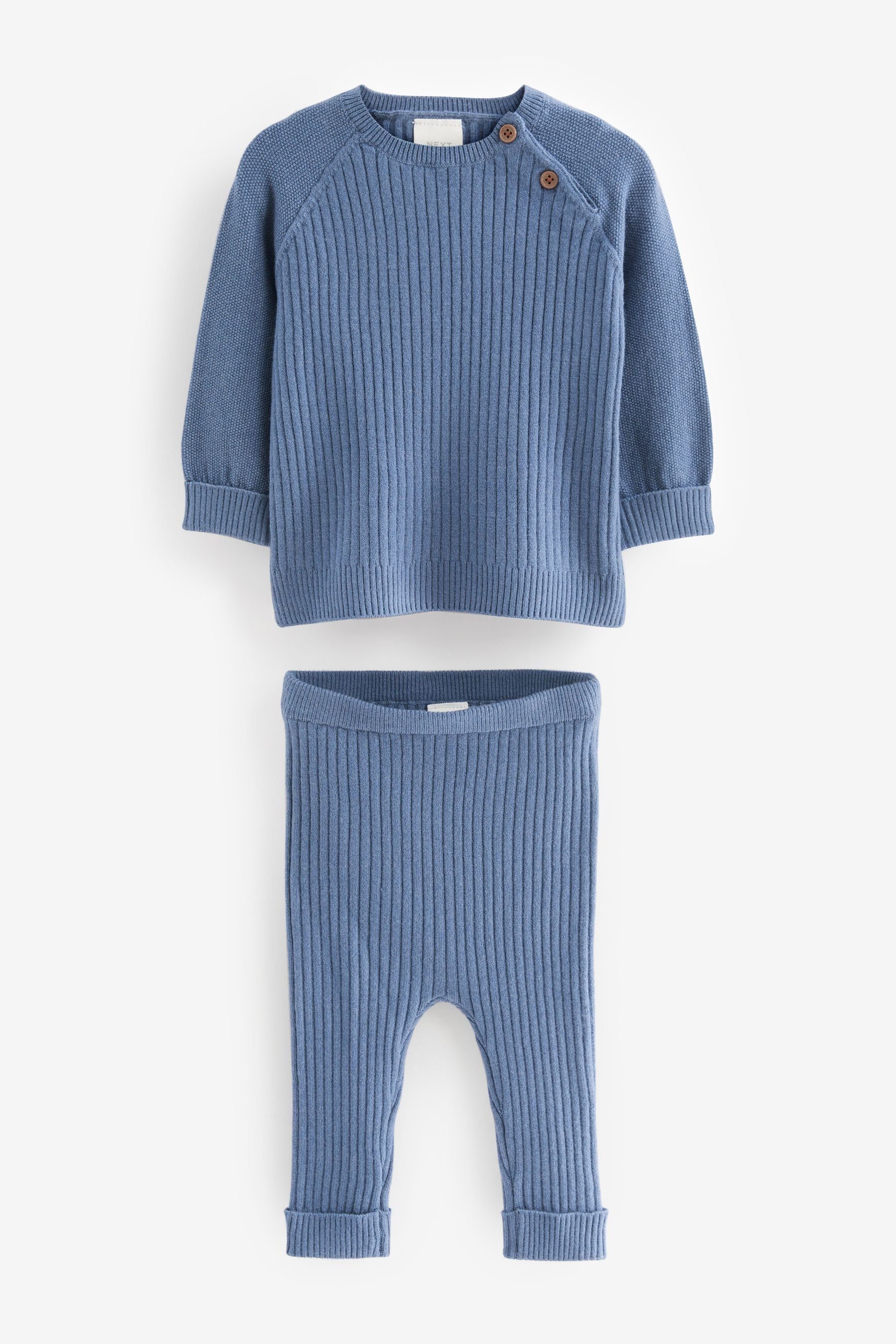 Next Strickpullover Baby-Strickset mit Pullover und Leggings (2-tlg) Blue