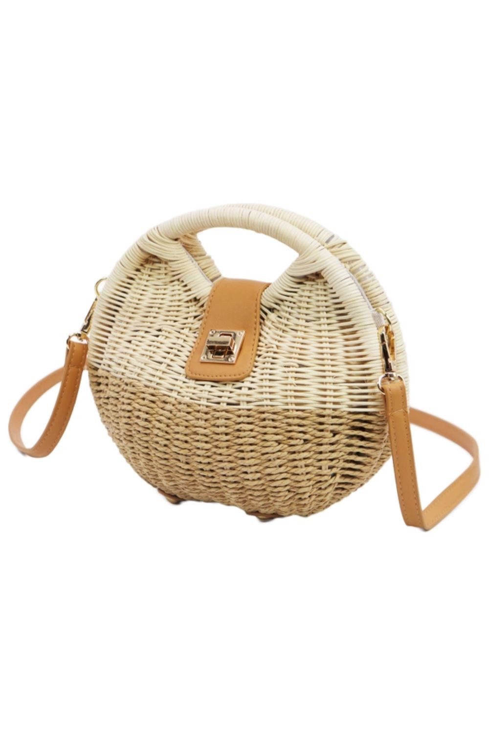 Goodman Design Umhängetasche Zweifarbige Rattan- und Strohtasche – Sommerlicher Boho-Look mit Stil, Handgefertigt – jedes Stück ein Unikat
