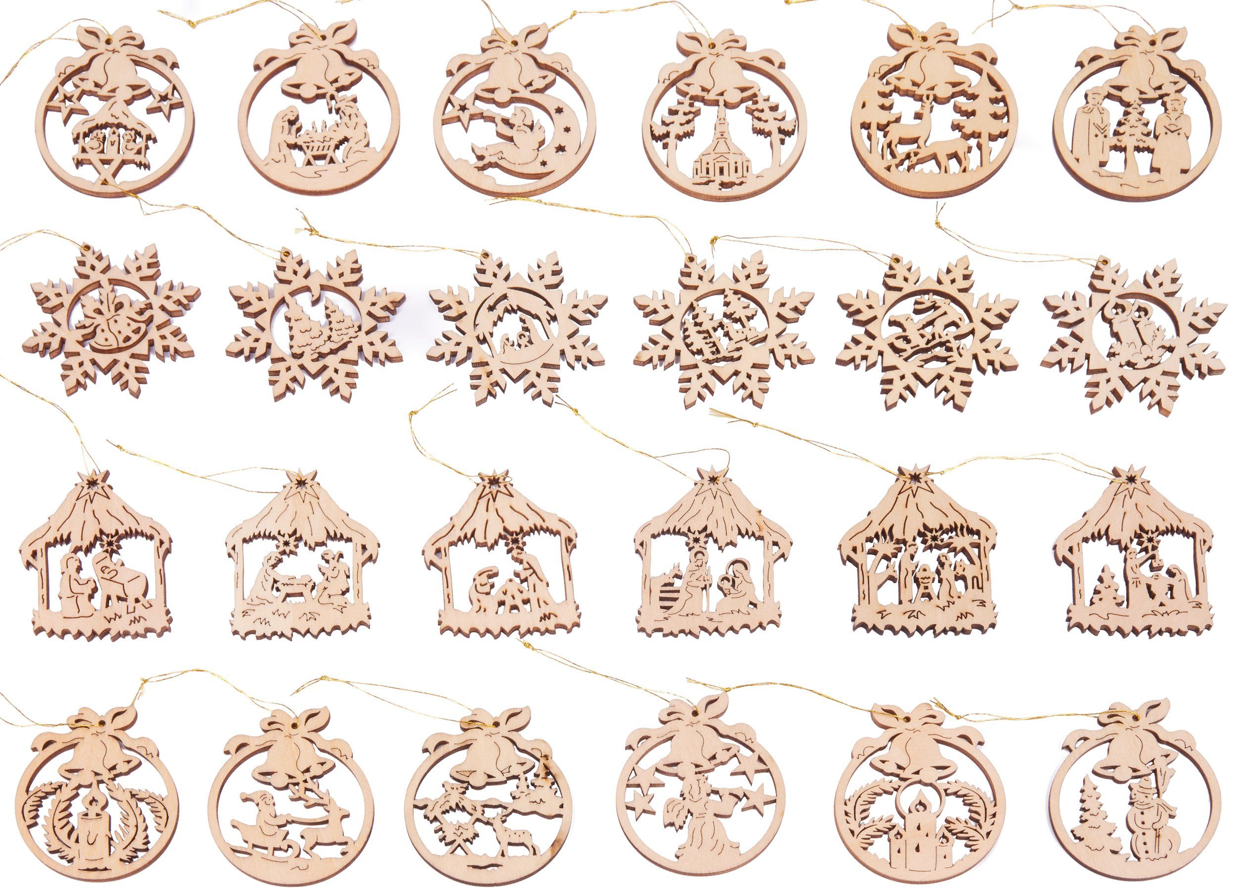 BRUBAKER Christbaumschmuck Christbaumanhänger Set aus Holz (24-tlg), Schmuckanhänger für den Weihnachtsbaum, 5-6 cm hoch. € 9,99