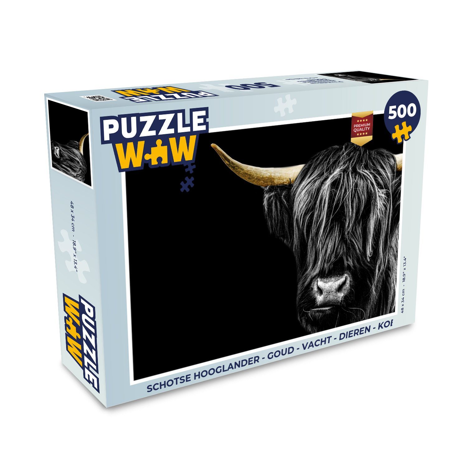 MuchoWow Puzzle Schottischer Highlander - Gold - Mantel - Tiere - Kuh, 500 Puzzleteile, Foto-Puzzle, Bilderrätsel, Puzzlespiele, Spielzeug