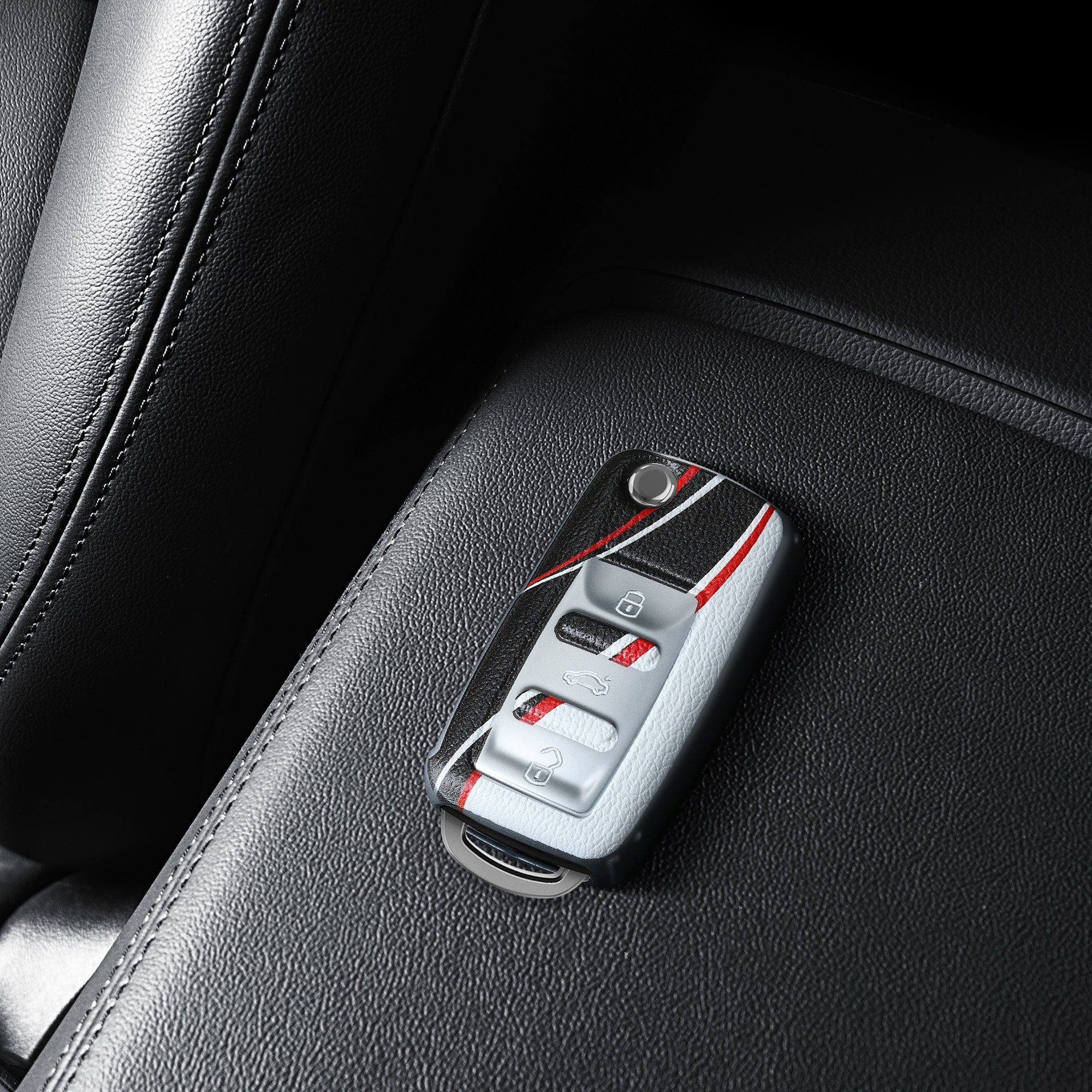 für Skoda Schlüsseltasche Schutzhülle Autoschlüssel Hülle Schlüsselhülle TPU kwmobile VW Seat, Cover Rot