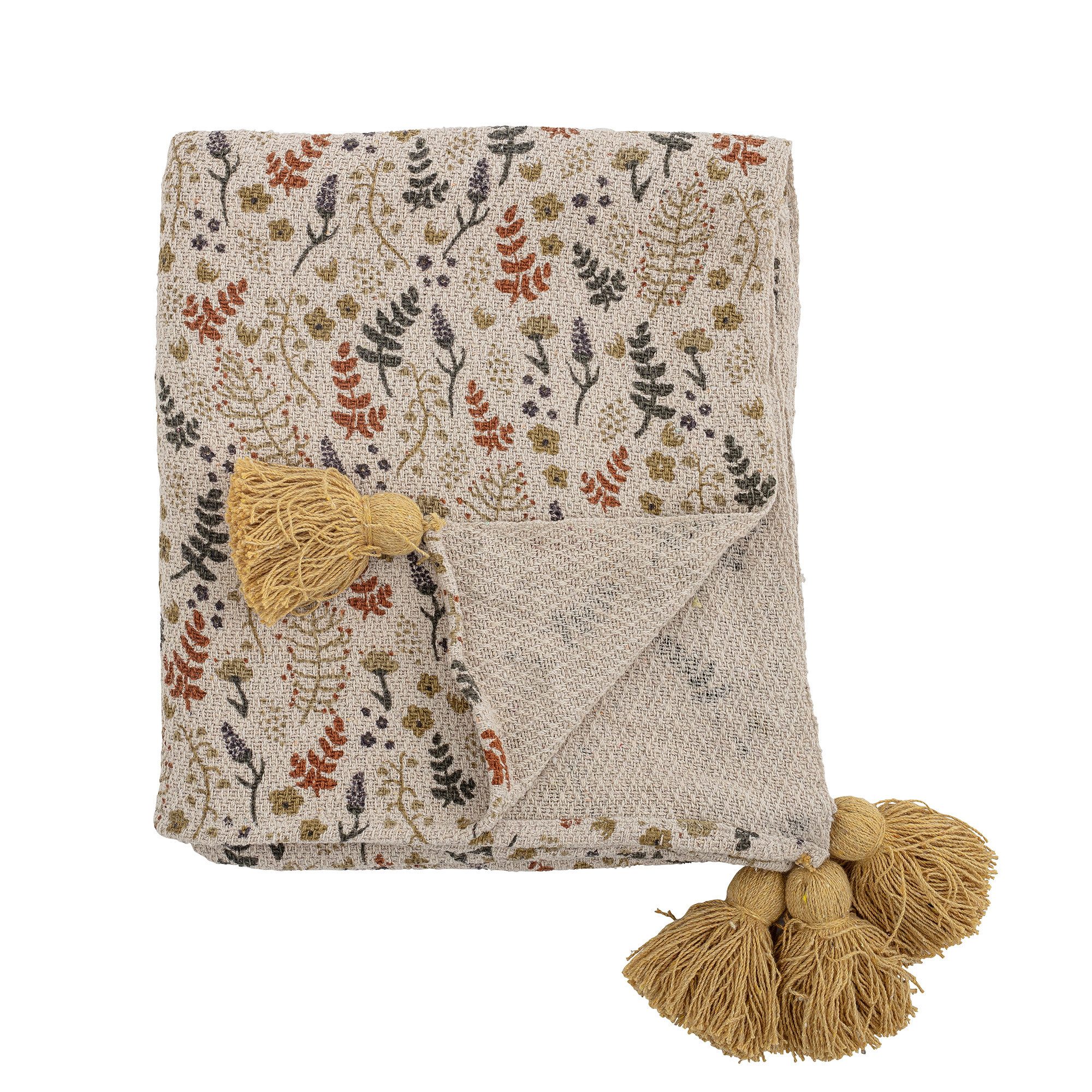 Plaid Bloomingville Decke Filipa 130x160cm recycelte Baumwolle mit Quasten, Bloomingville