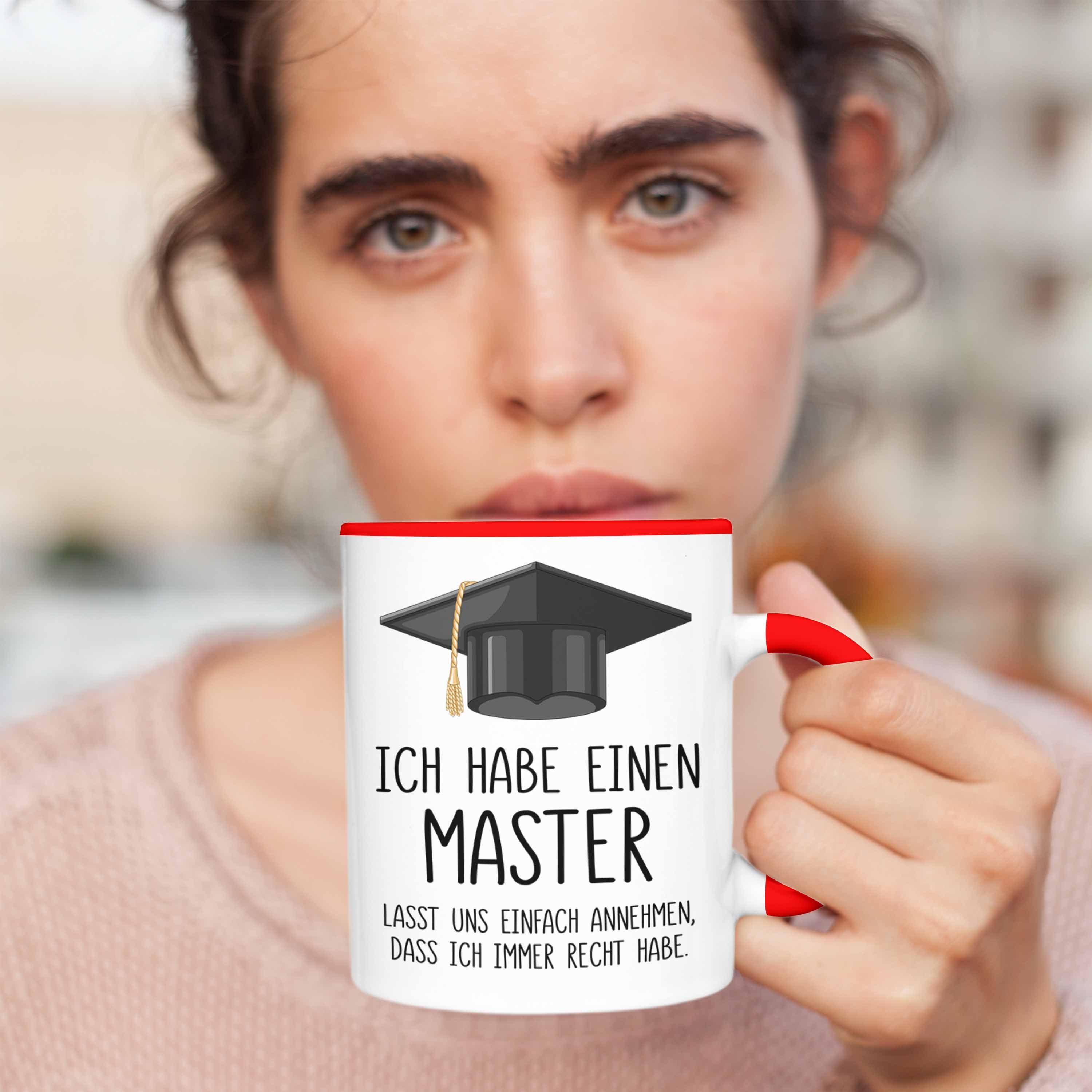 Master Trendation Spruch Trendation Geschenkidee Prüfung Graduation Abschluss Master Tasse Geschenk Bestanden Bestandene - Rot Tasse