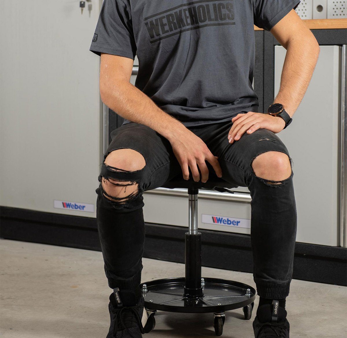 Weber GmbH Arbeitshocker Weber höhenverstellbarer Werkstatthocker günstig online kaufen