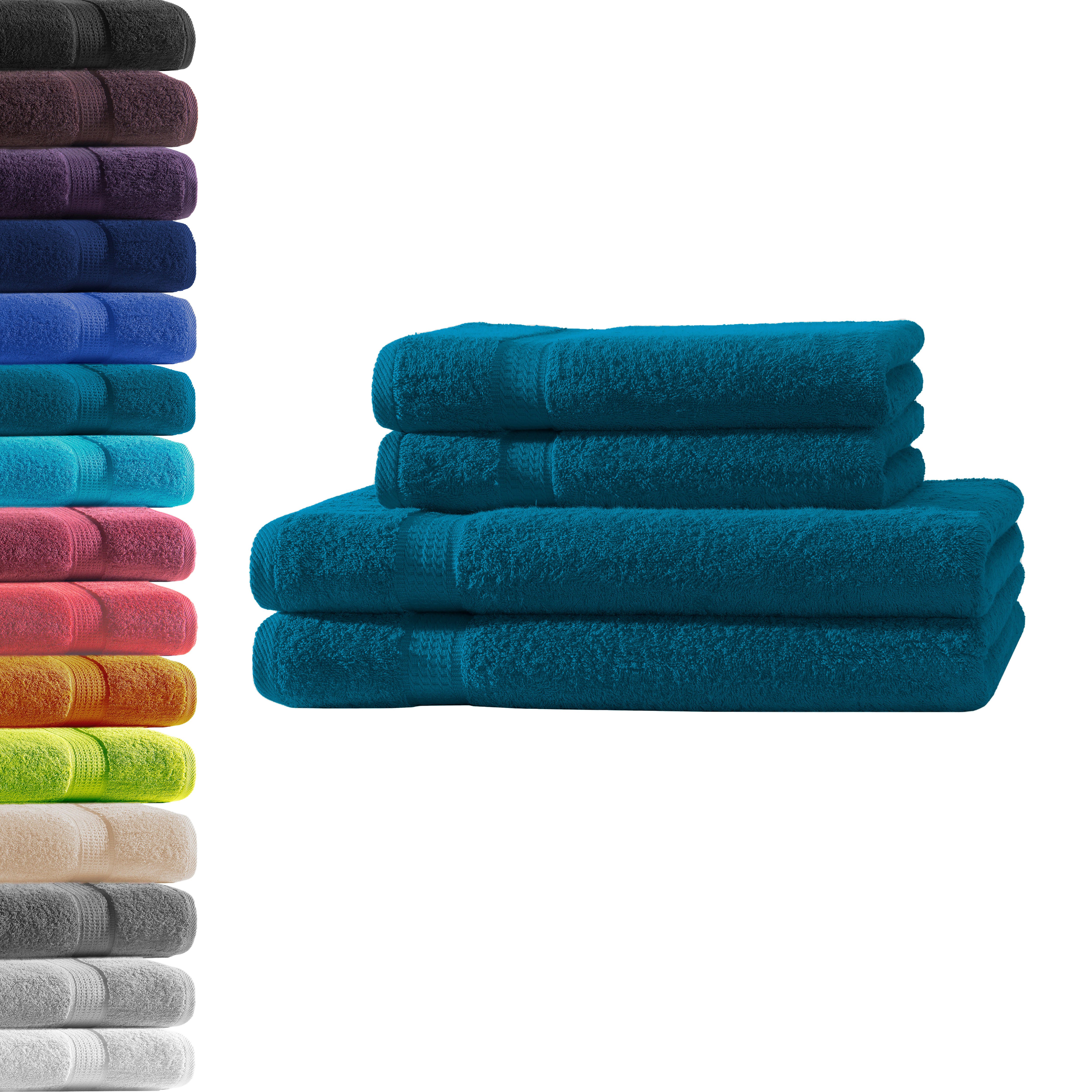 Hometex Premium Textiles Handtuch in Premium Qualität 500 g/m², Feinster Frottier-Stoff 100% Baumwolle, 2x Duschtuch + 2 Handtuch, weich, saugfähig, extra schwer & flauschig