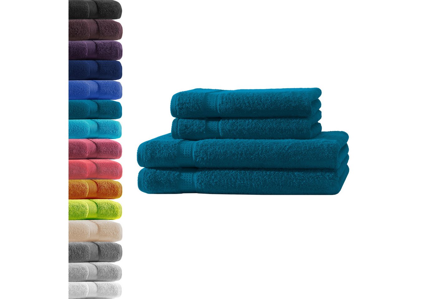 Hometex Premium Textiles Handtuch in Premium Qualität 500 g/m², Feinster Frottier-Stoff 100% Baumwolle, 2x Duschtuch + 2 Handtuch, weich, saugfähig, extra schwer & flauschig