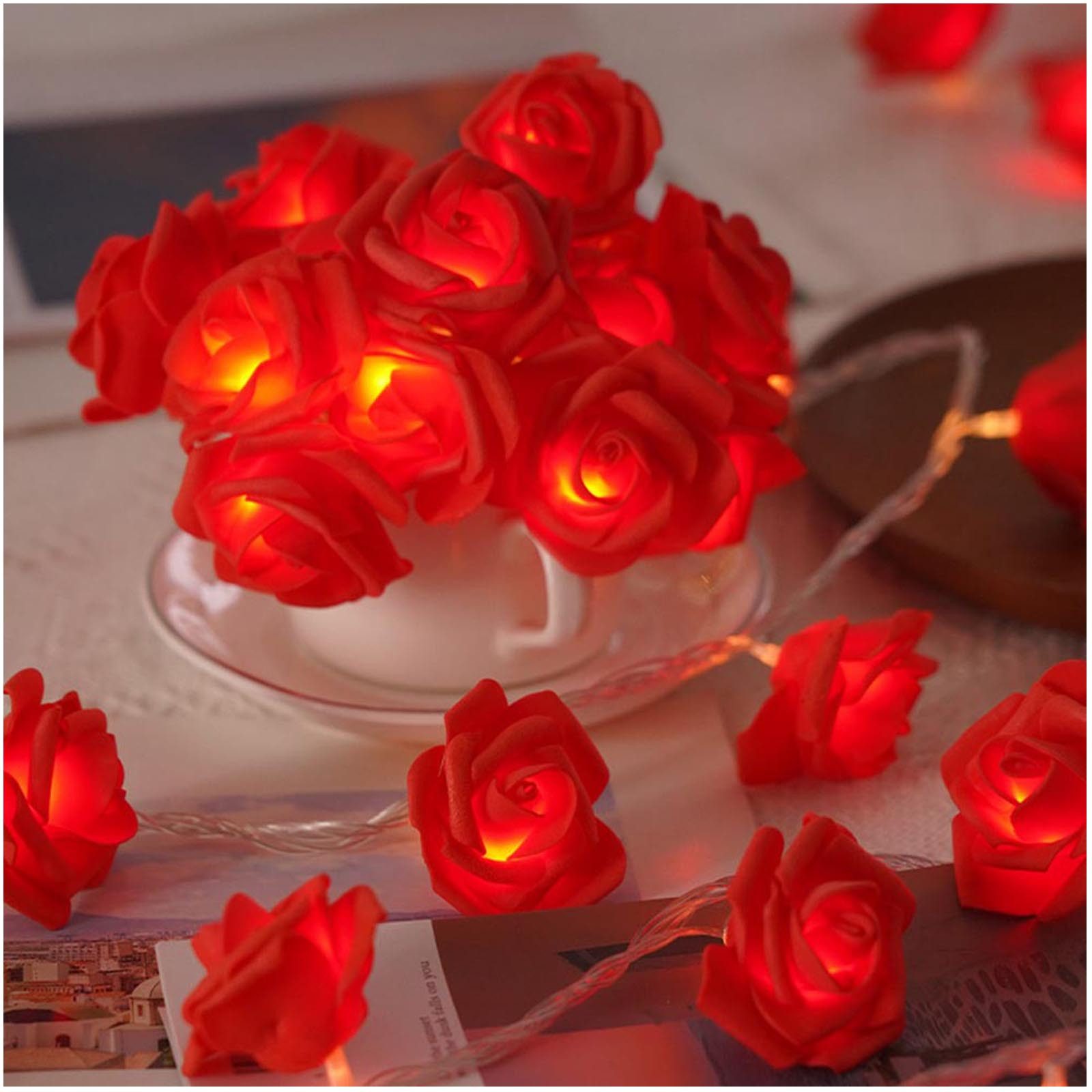 Qualra LED-Lichterkette Deko Rosen Lichterkette Blumen günstig online kaufen