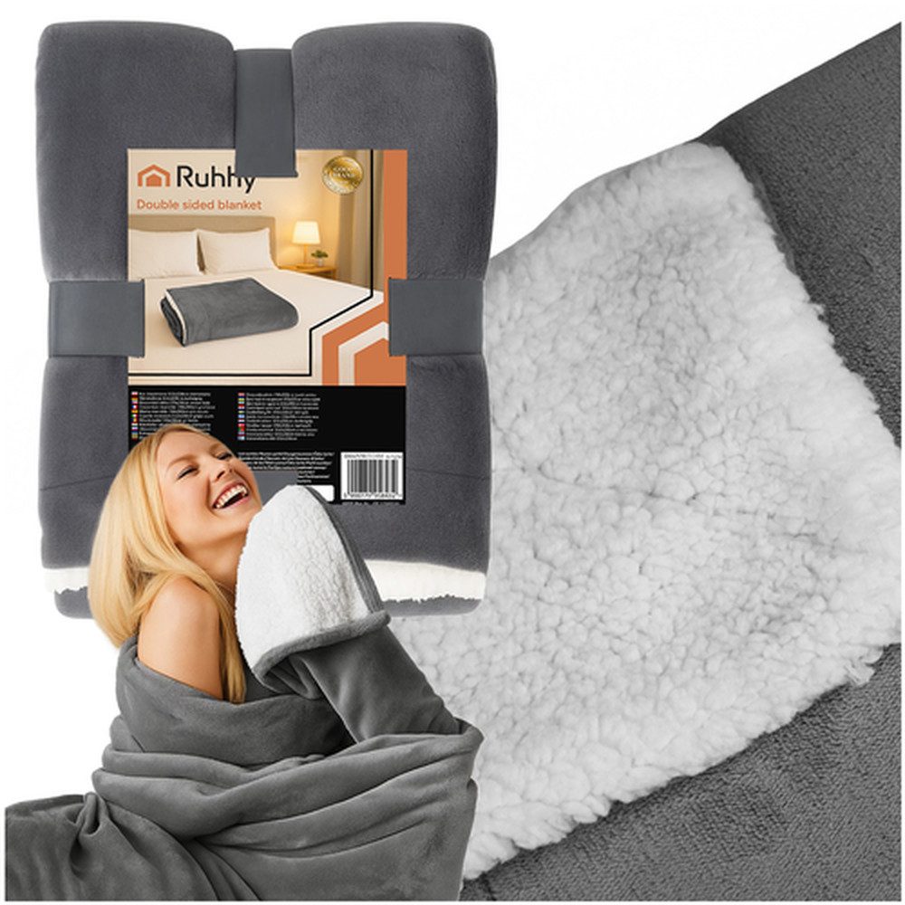 Ruhhy Sommerbettdecke Kuscheldecke Doppelseitige Decke, Füllung: Polyester (Fleece / Lammfelloptik), Bezug: Polyester, Mit 150 × 200 cm ideal zum Einwickeln, Kuscheln oder Teilen