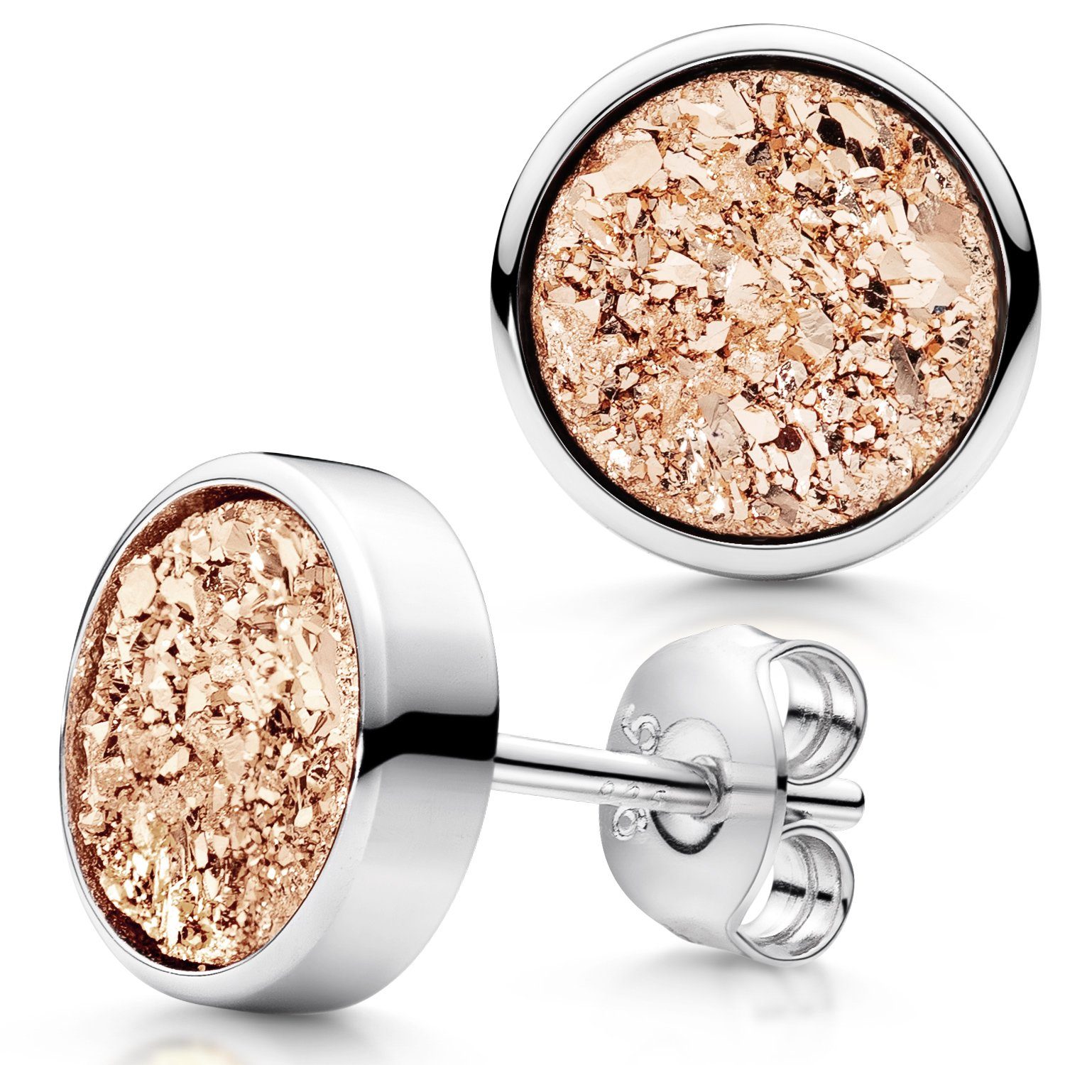 Materia Paar Ohrstecker Damen Glitzer Druzy Quarz Rosegold SO-74, Sterlings günstig online kaufen