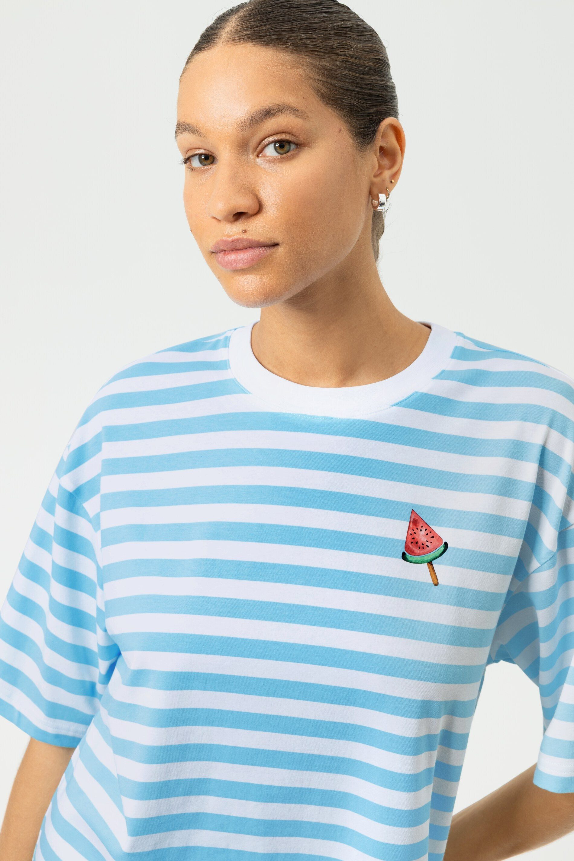 Mey Pyjamaoberteil Mey female T-Shirt Serie Straight Waves Gestreift (1-tlg) Modernes gestreiftes Streifen-Shirt aus Baumwolle